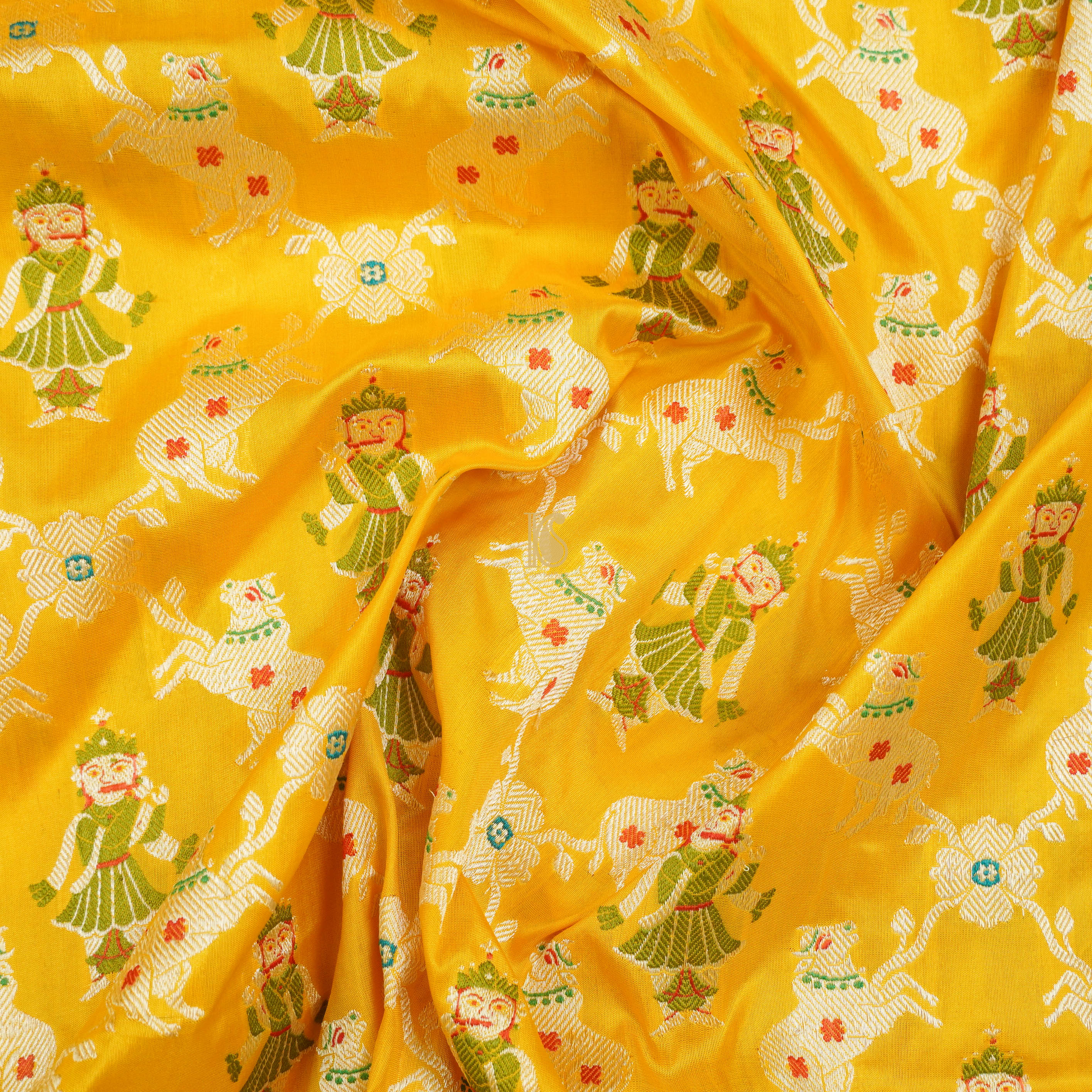 Yellow Handloom Banarasi Katan Silk Nandi Jaal Saree - Preorder - Khinkhwab