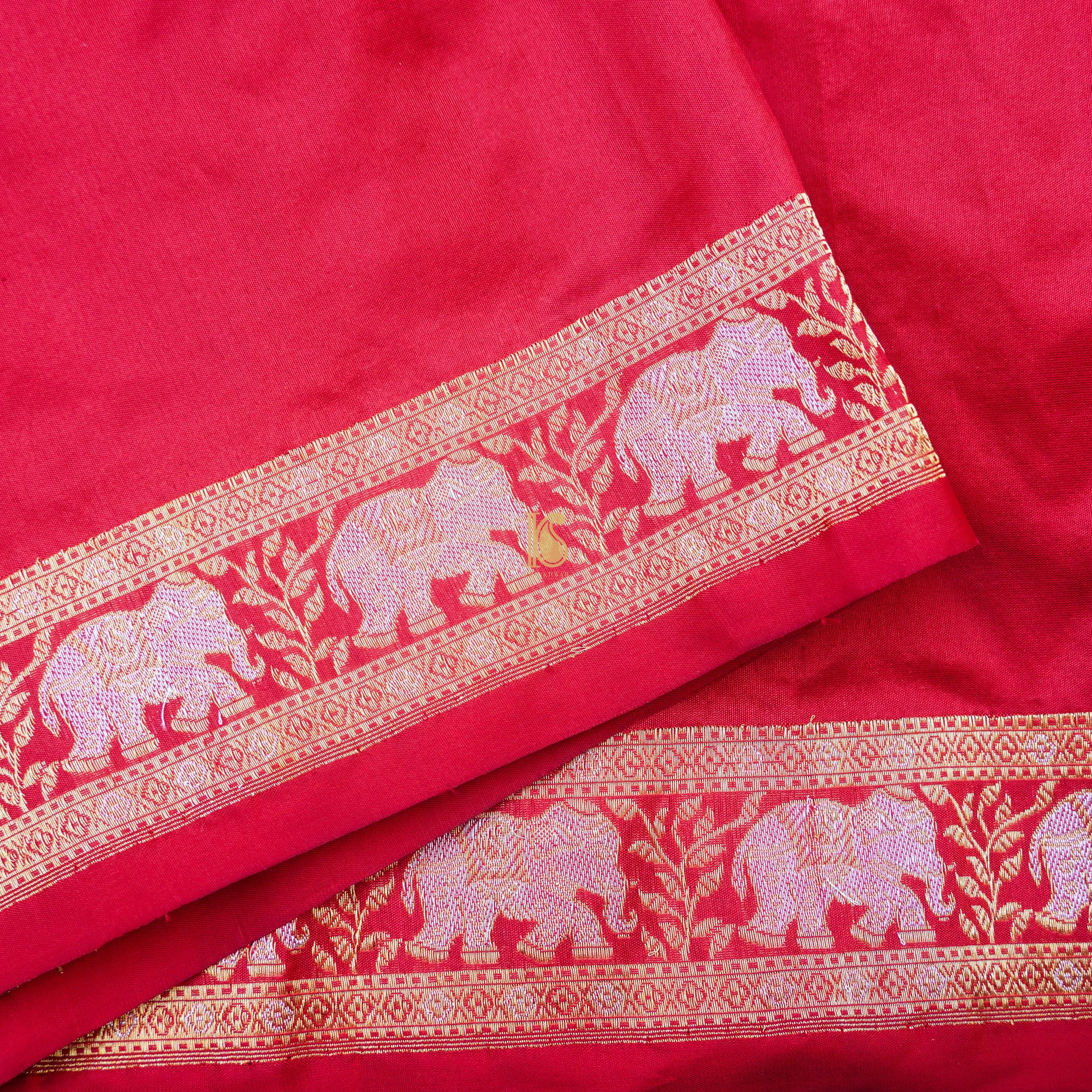 Amaranth Red Pure Katan Silk Handwoven Banarasi Men&