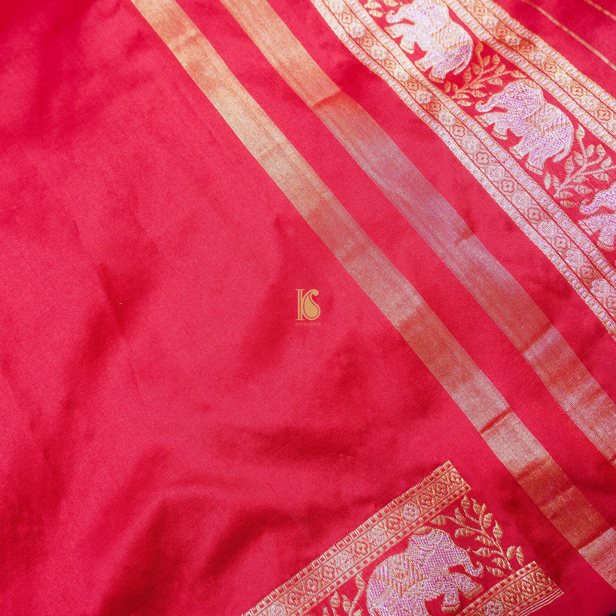 Amaranth Red Pure Katan Silk Handwoven Banarasi Men&