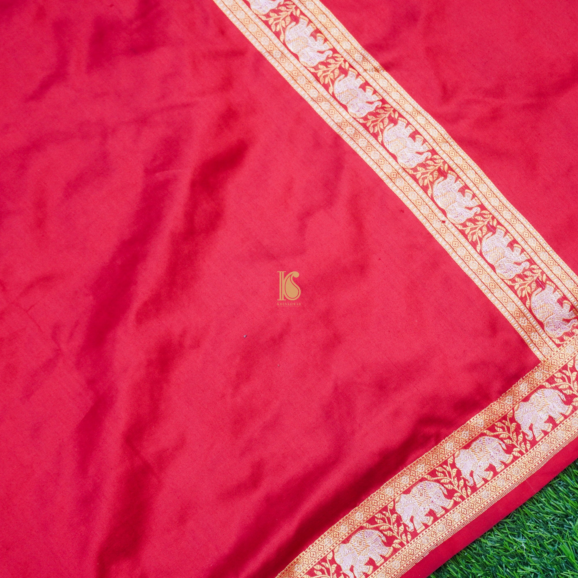 Amaranth Red Pure Katan Silk Handwoven Banarasi Men&