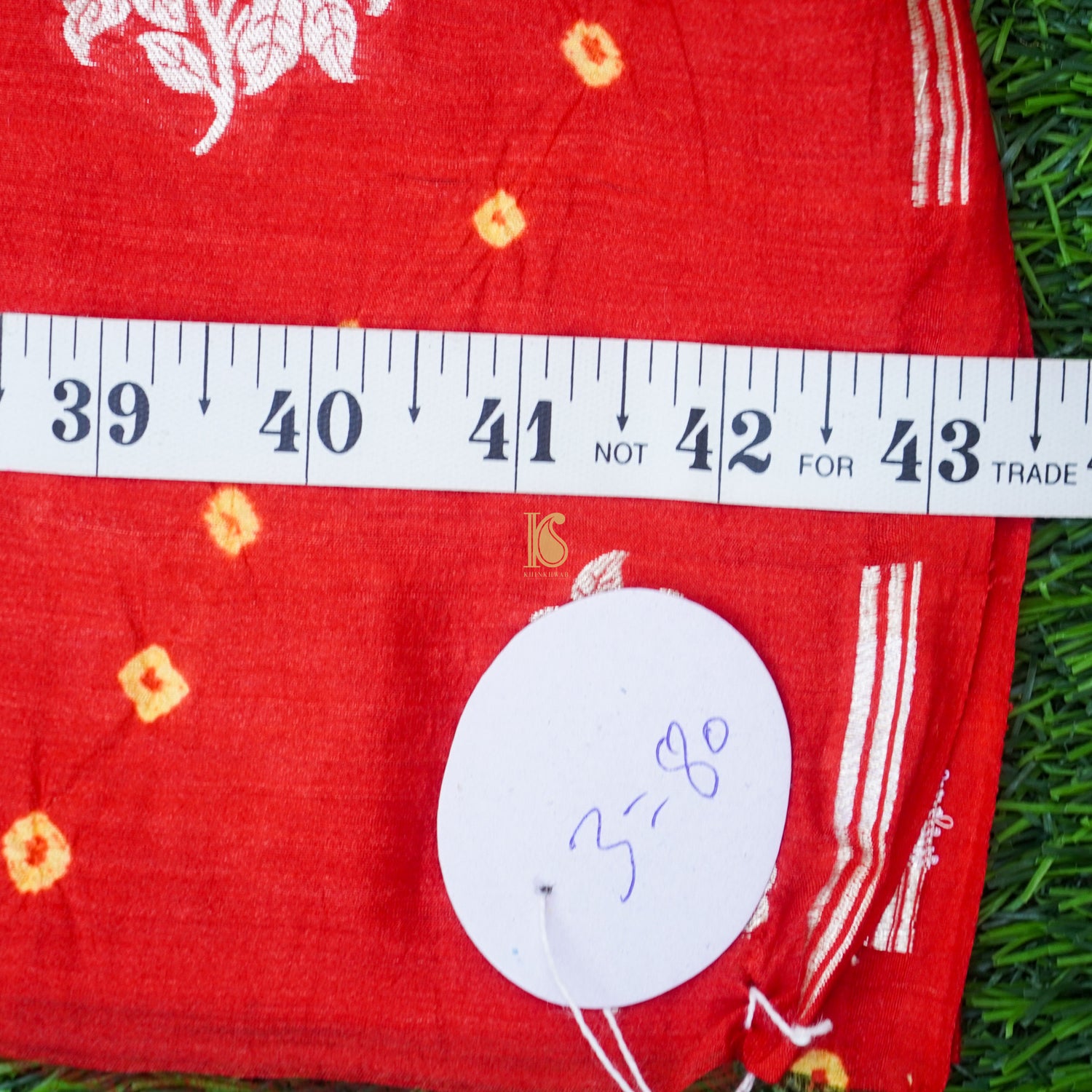 Red Orange Pure Cotton Silk Banarasi Bandhani Fabric - Khinkhwab