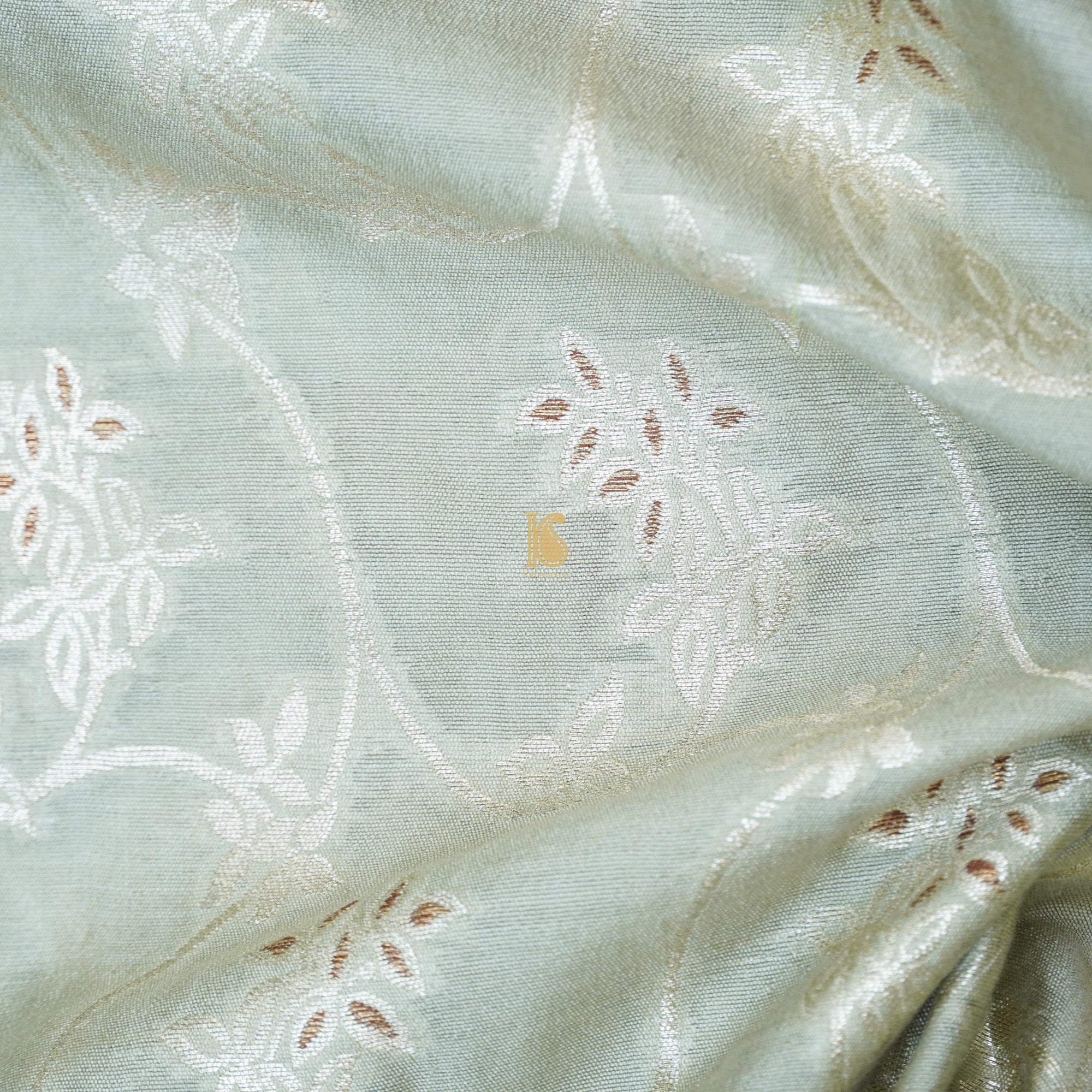 Tasman Grey Pure Cotton Silk Banarasi Fabric - Khinkhwab