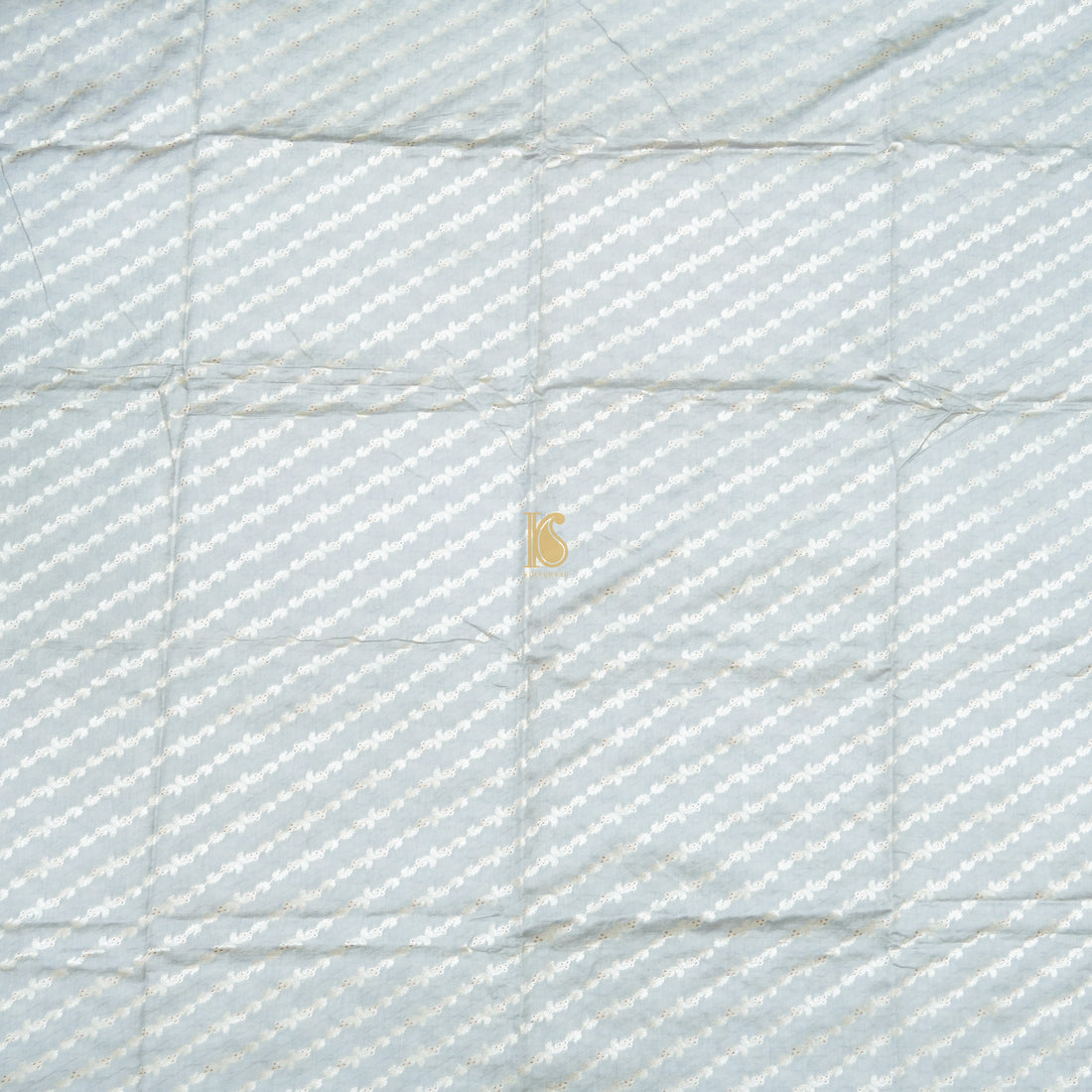 Jungle Mist Grey Pure Cotton Silk Banarasi Fabric - Khinkhwab