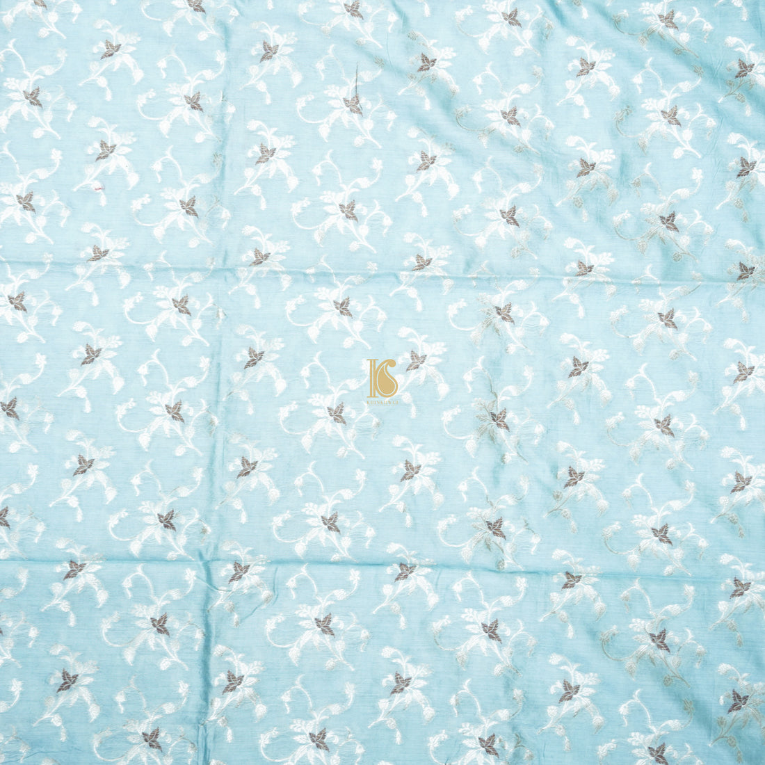 Blue Pure Cotton Silk Banarasi Fabric - Khinkhwab