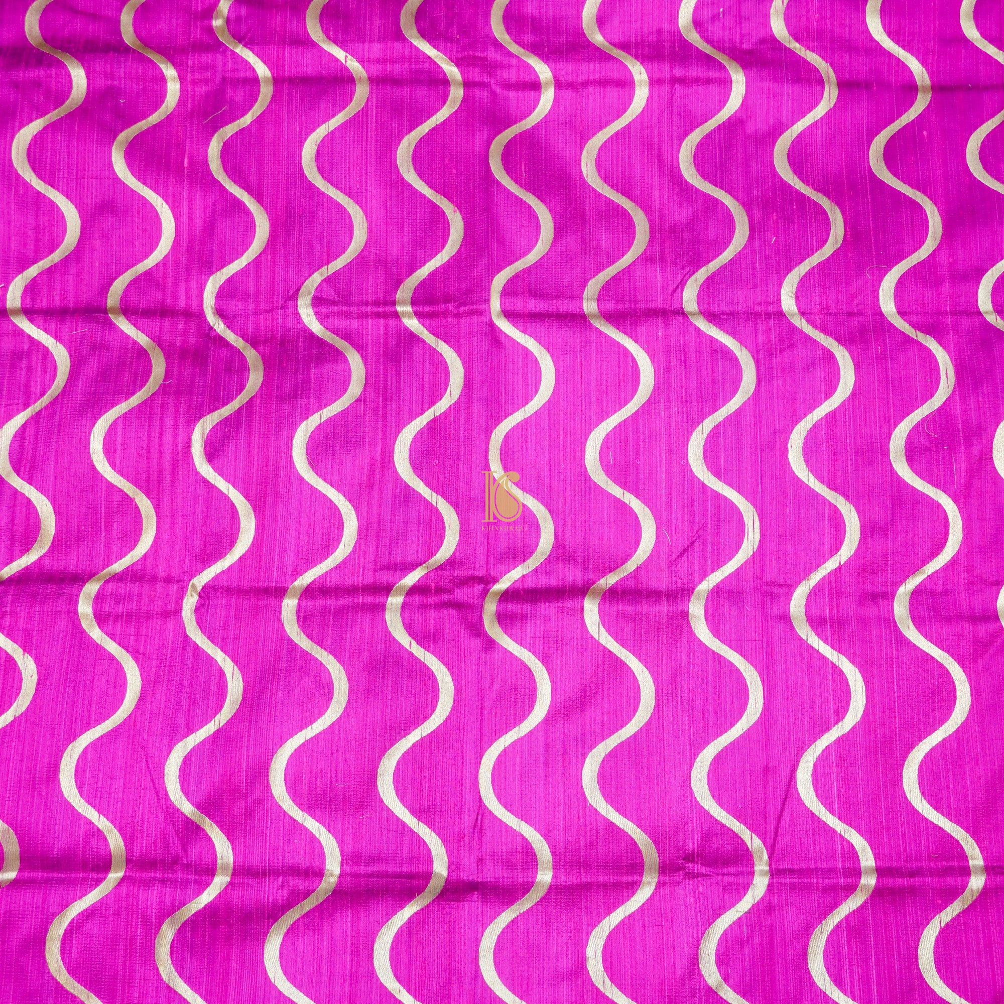 Razzle Dazzle Rose Pure Raw Silk Banarasi Fabric - Khinkhwab