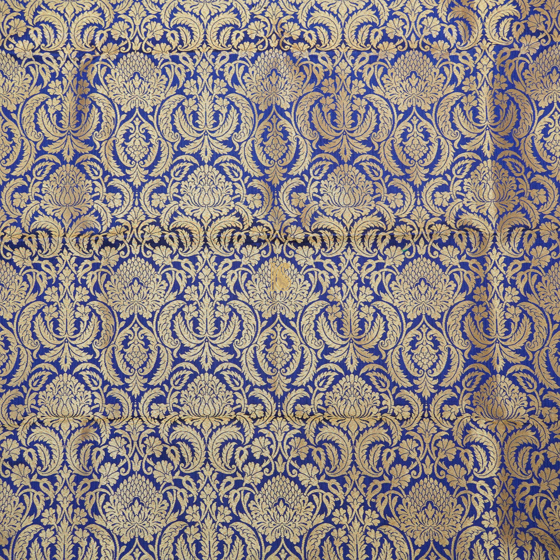 Blue Brocade Pure Katan Silk Banarasi Fabric - Khinkhwab
