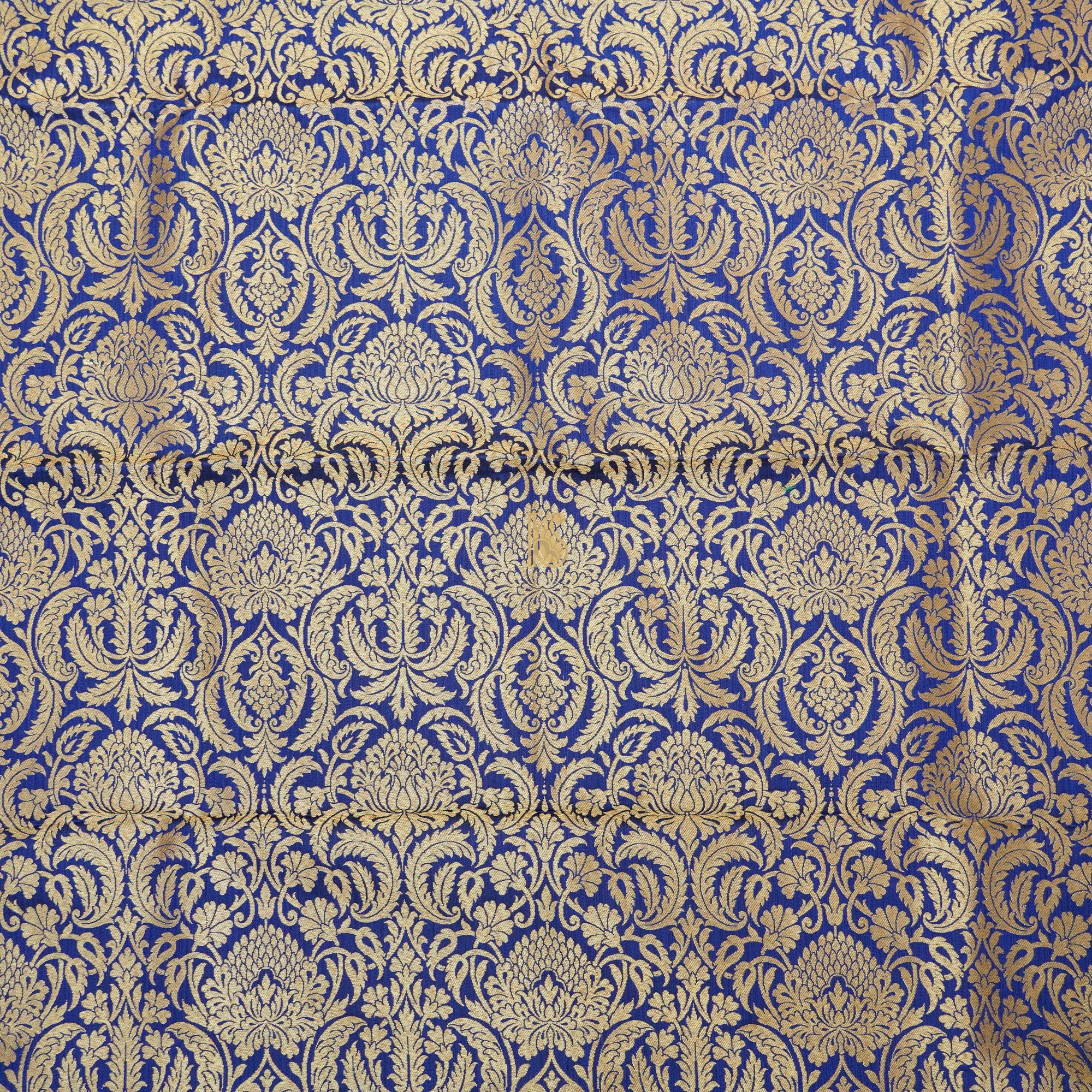 Blue Brocade Pure Katan Silk Banarasi Fabric - Khinkhwab