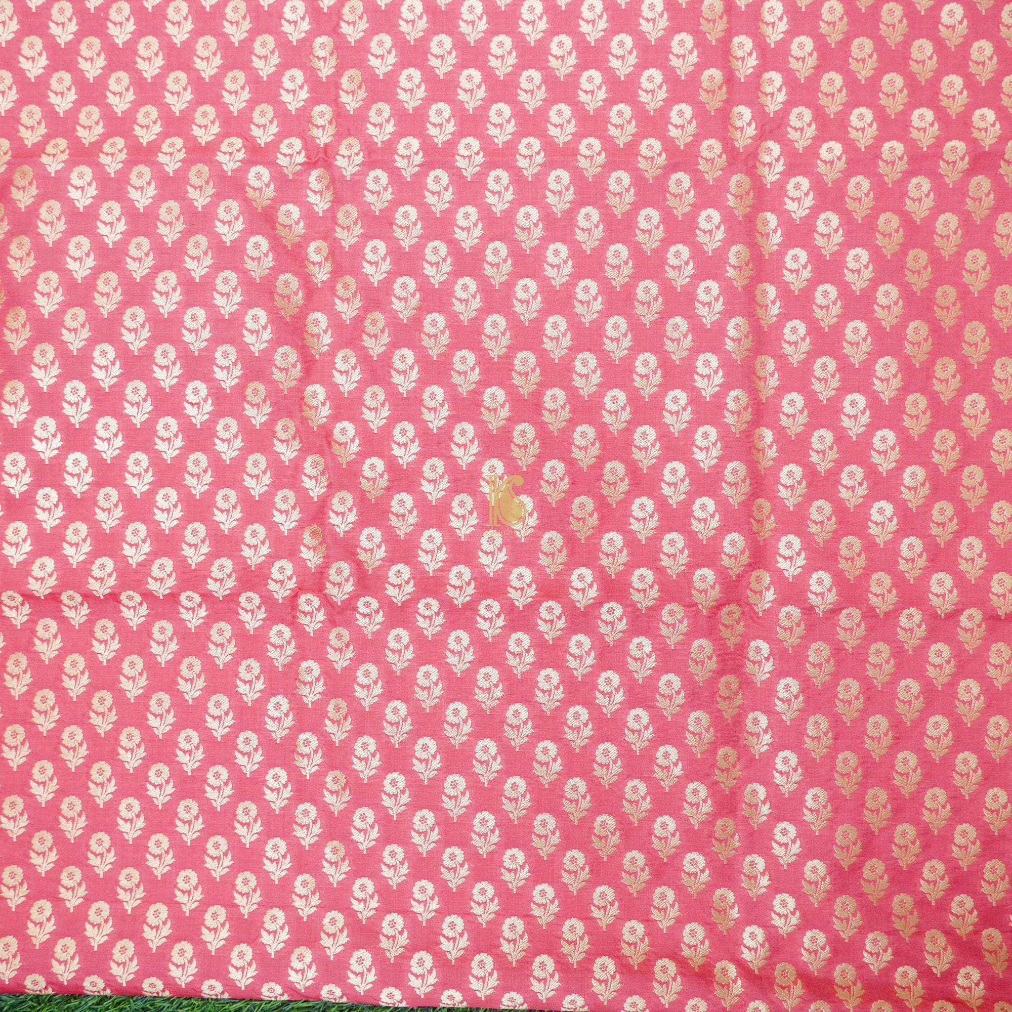 Cabaret Pink Brocade Pure Katan Silk Banarasi Fabric - Khinkhwab