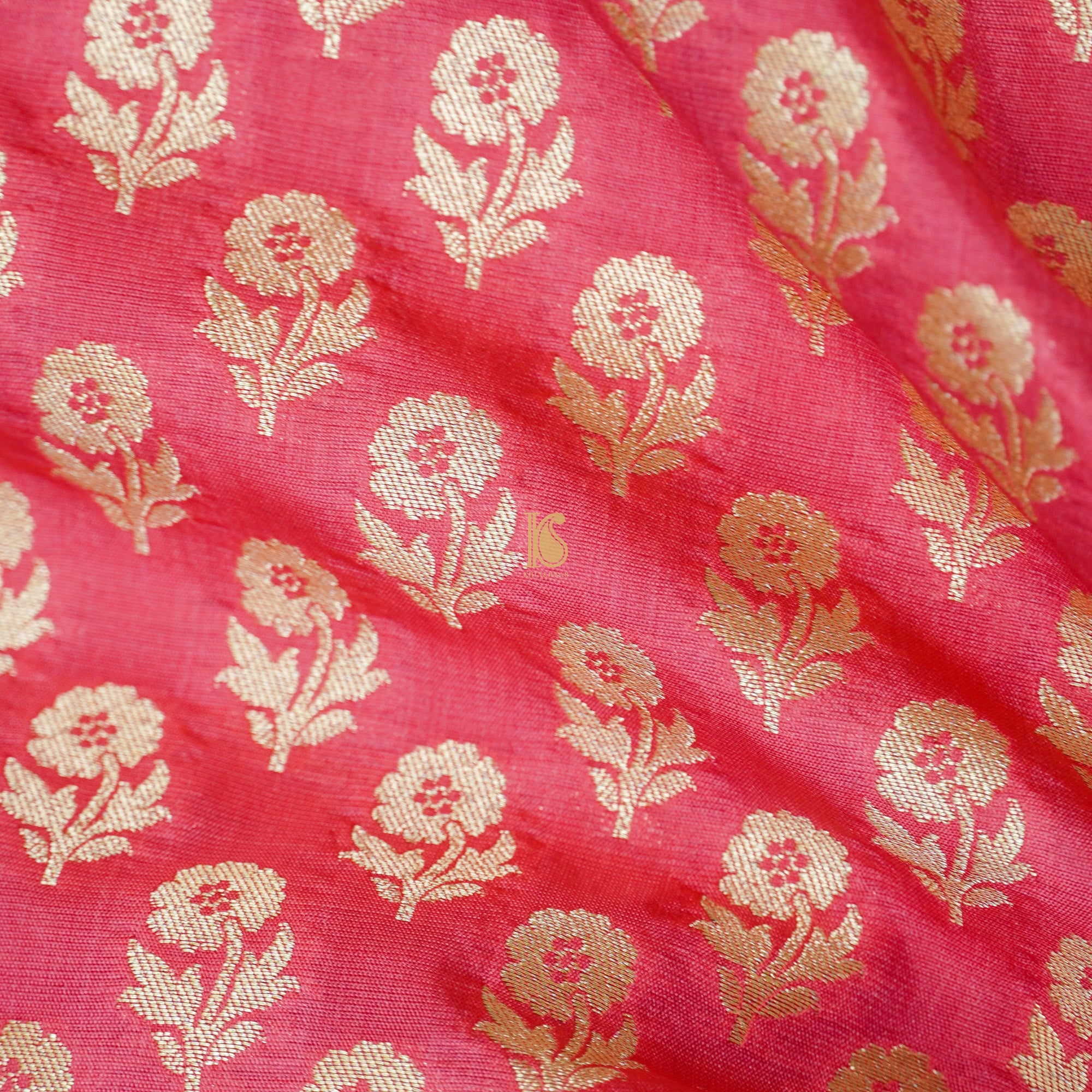 Cabaret Pink Brocade Pure Katan Silk Banarasi Fabric - Khinkhwab