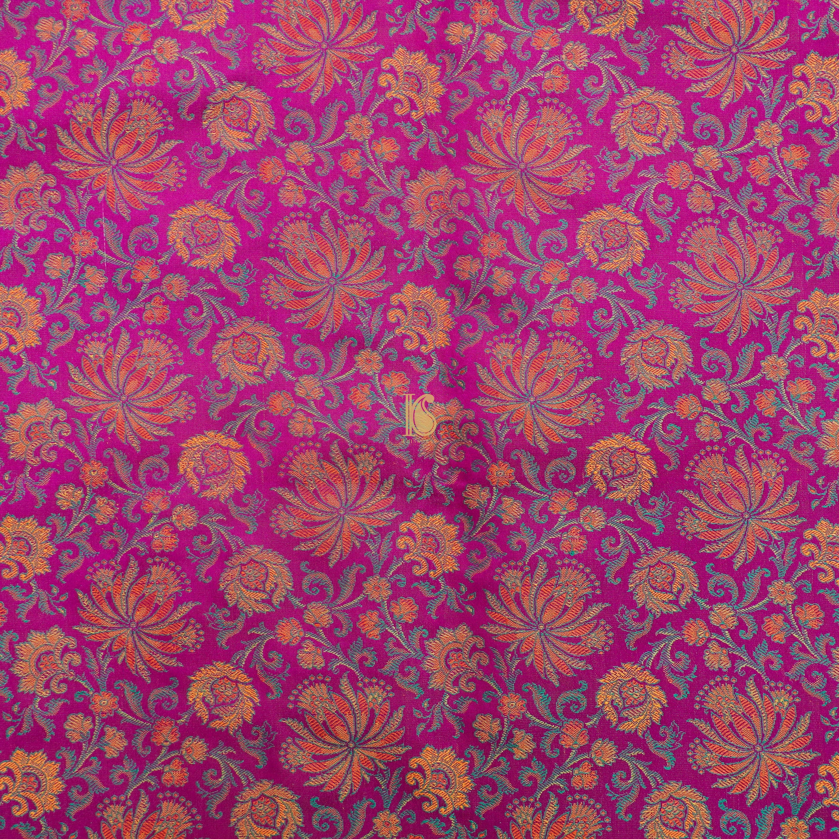 Pink Pure Banarasi Silk Handwoven Tanchui Kurta Fabric - Khinkhwab