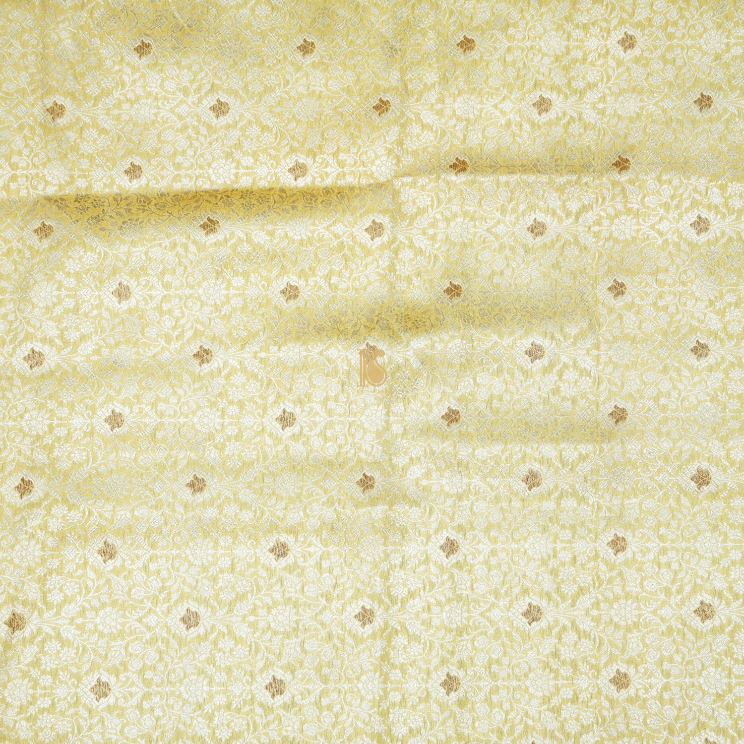 Sandwisp Yellow Pure Katan Silk Brocade Banarasi Fabric - Khinkhwab