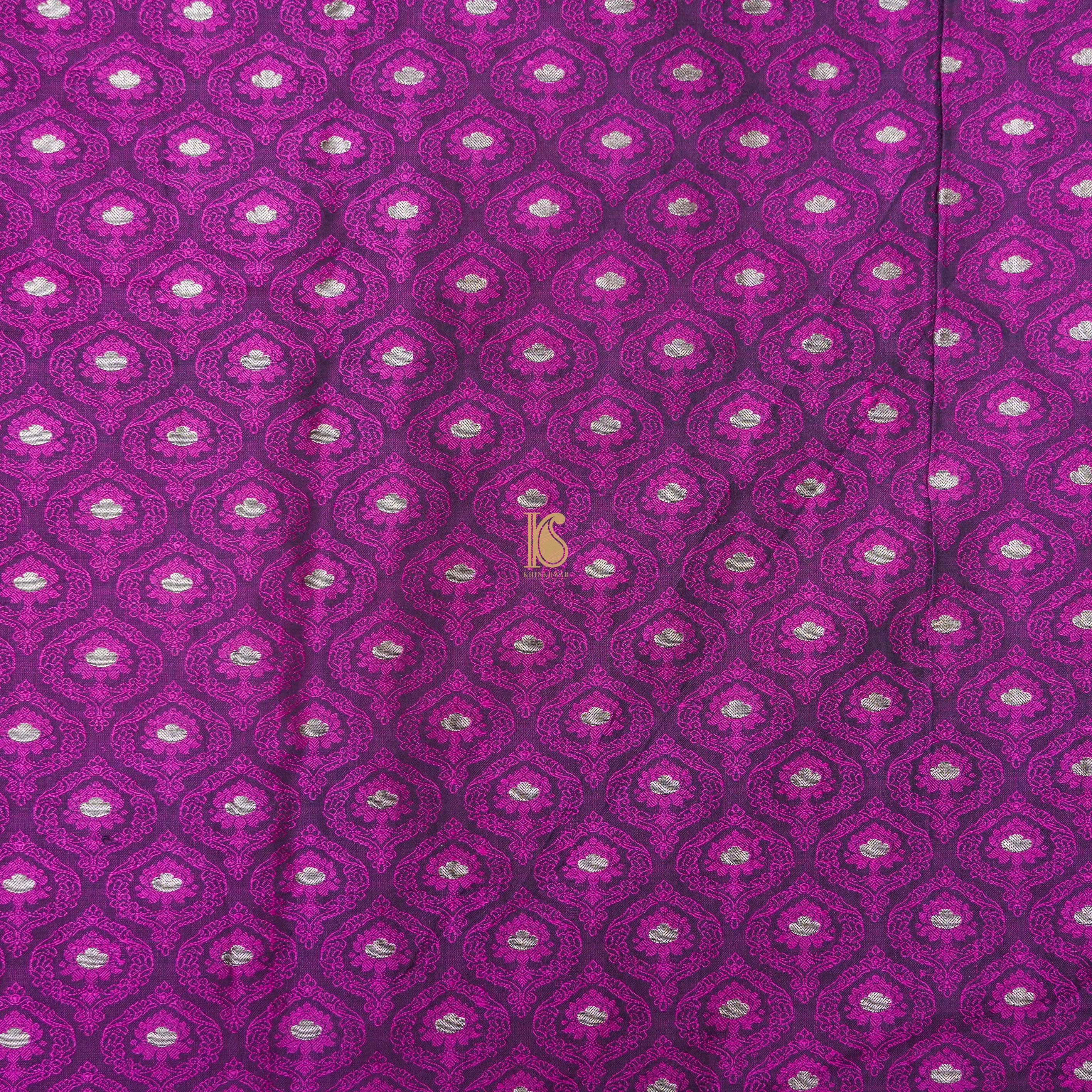 Purple Pure Banarasi Silk Handwoven Tanchui Kurta Fabric - Khinkhwab