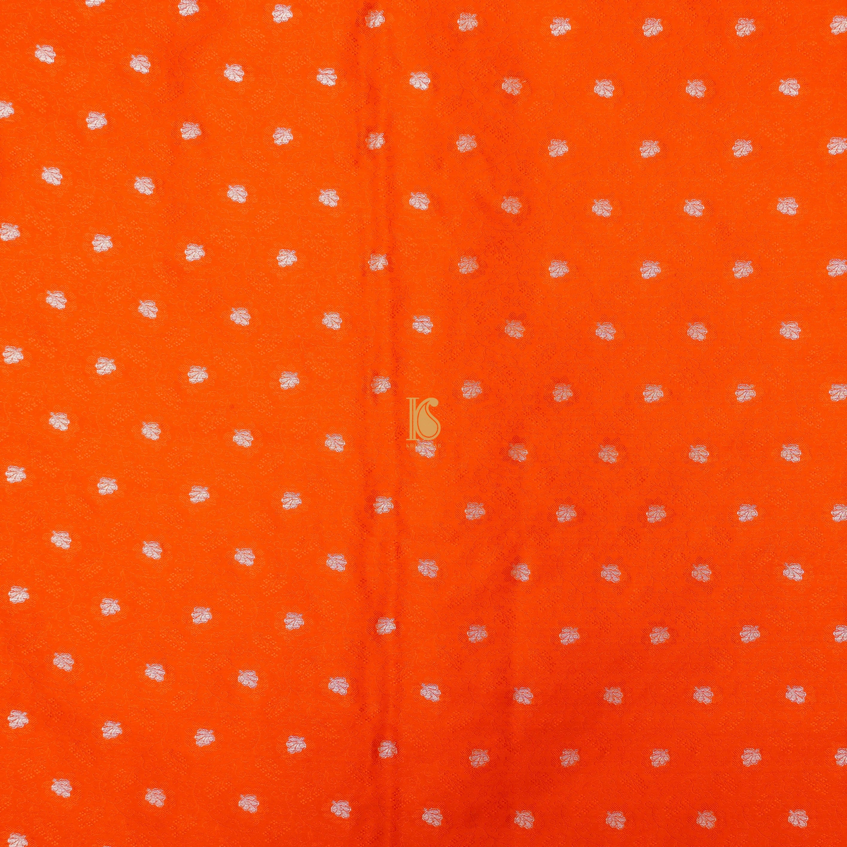 Orange Pure Banarasi Silk Handwoven Tanchui Kurta Fabric - Khinkhwab
