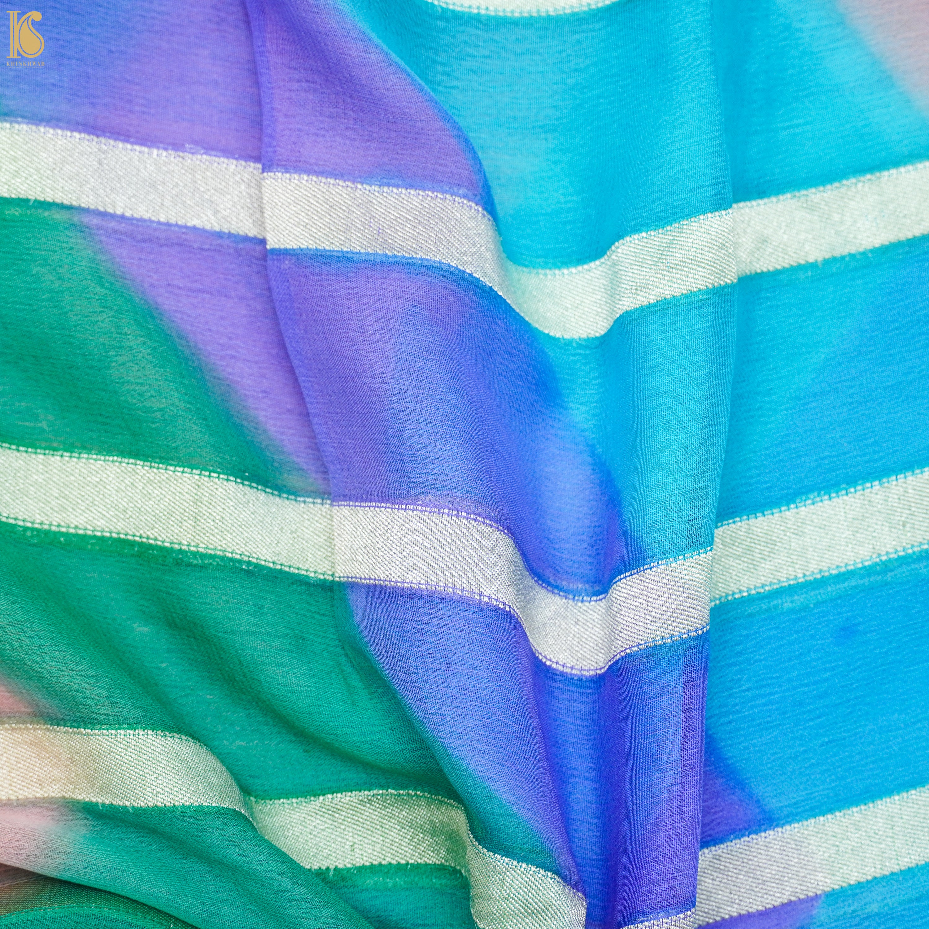 Pure Georgette Handloom Banarasi Stripes Saree - Khinkhwab