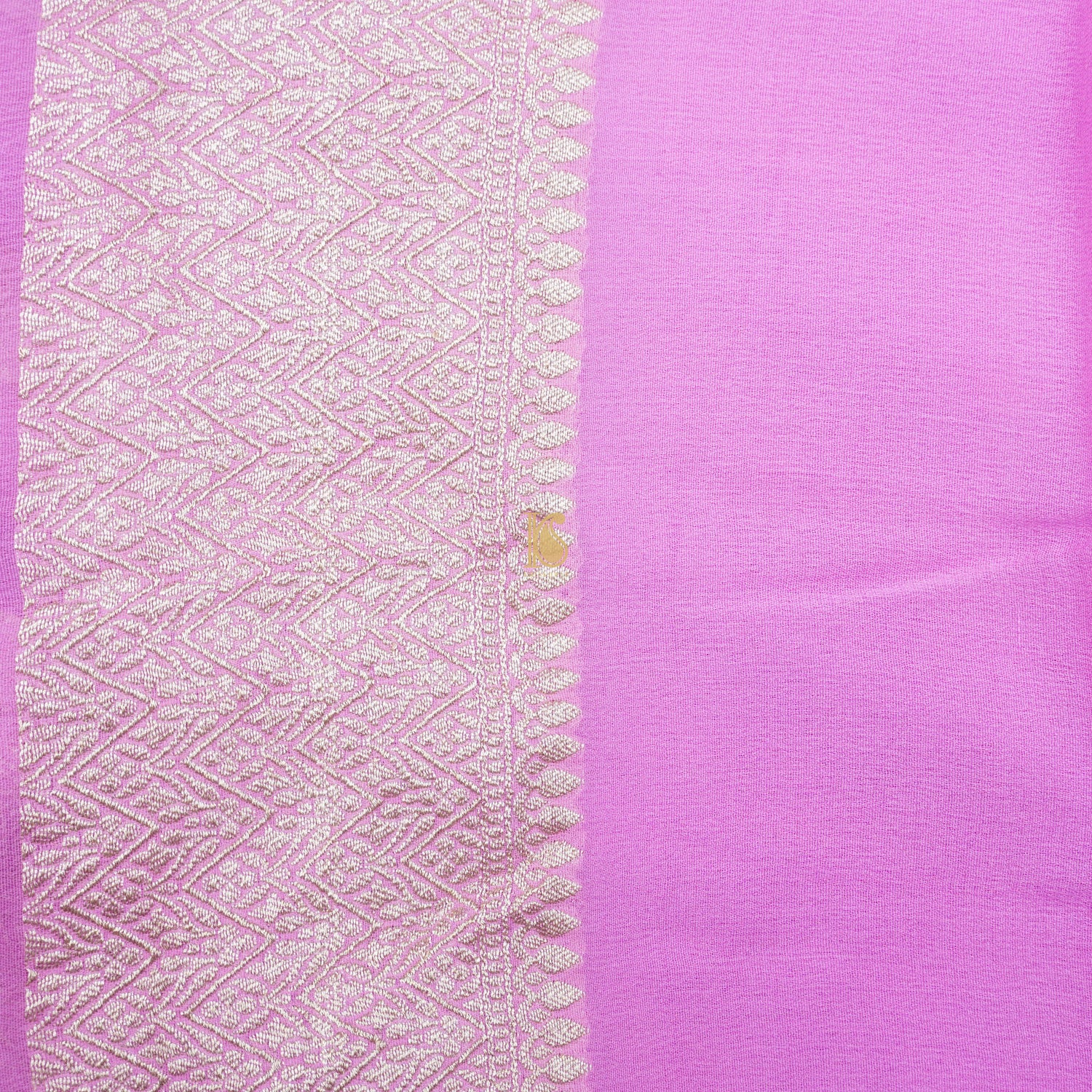 Baby Pink Pure Georgette Handloom Banarasi Stripes Saree - Khinkhwab