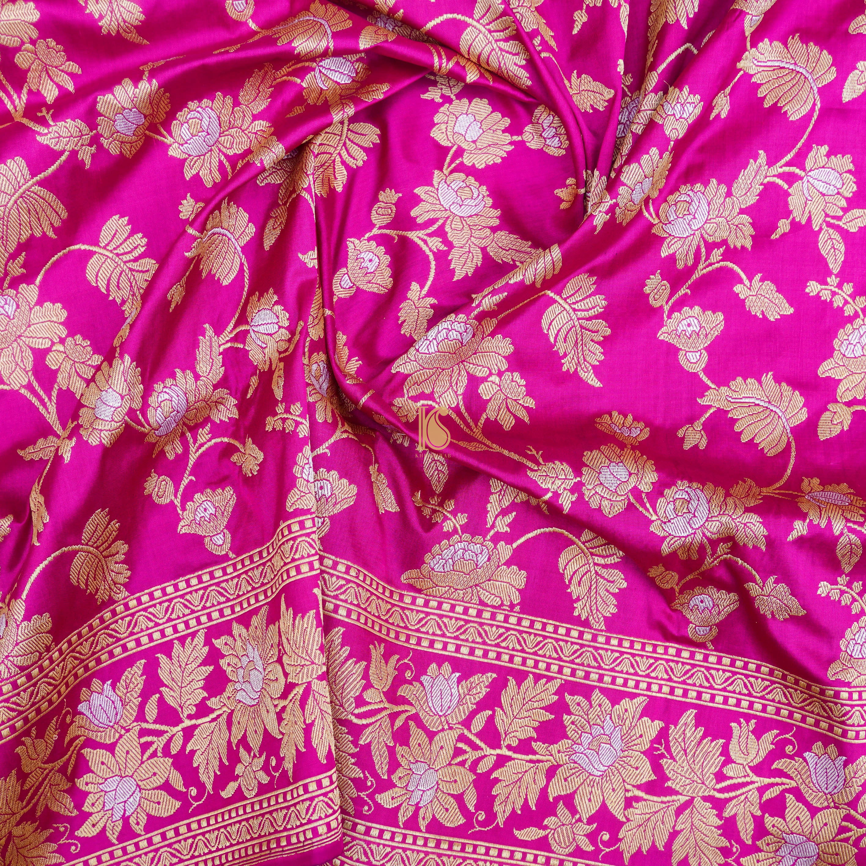 Magenta Pure Katan Silk Handloom Kadwa Jaal Banarasi Dupatta - Khinkhwab
