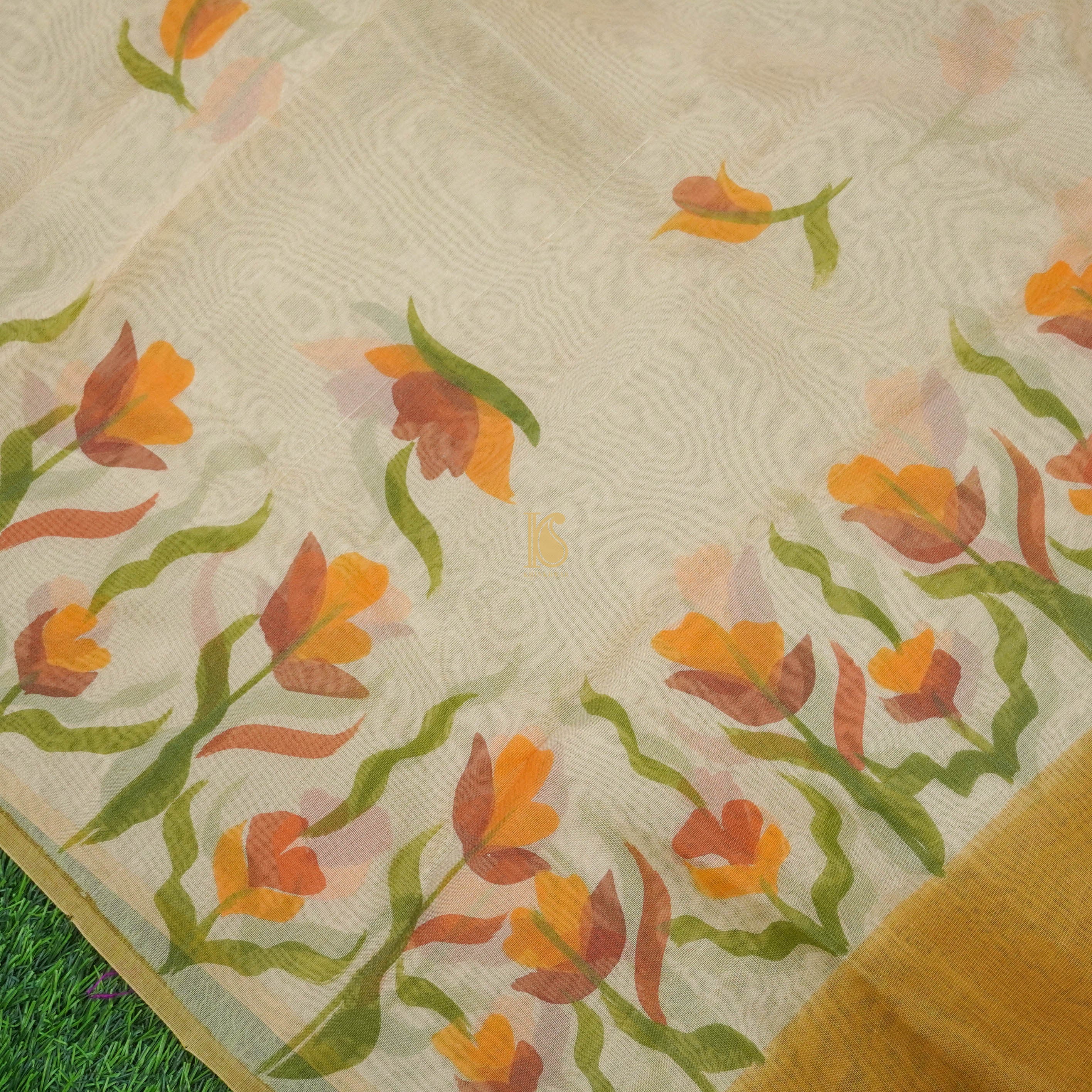 Pure Organza Hand Painted Dupatta - Khinkhwab