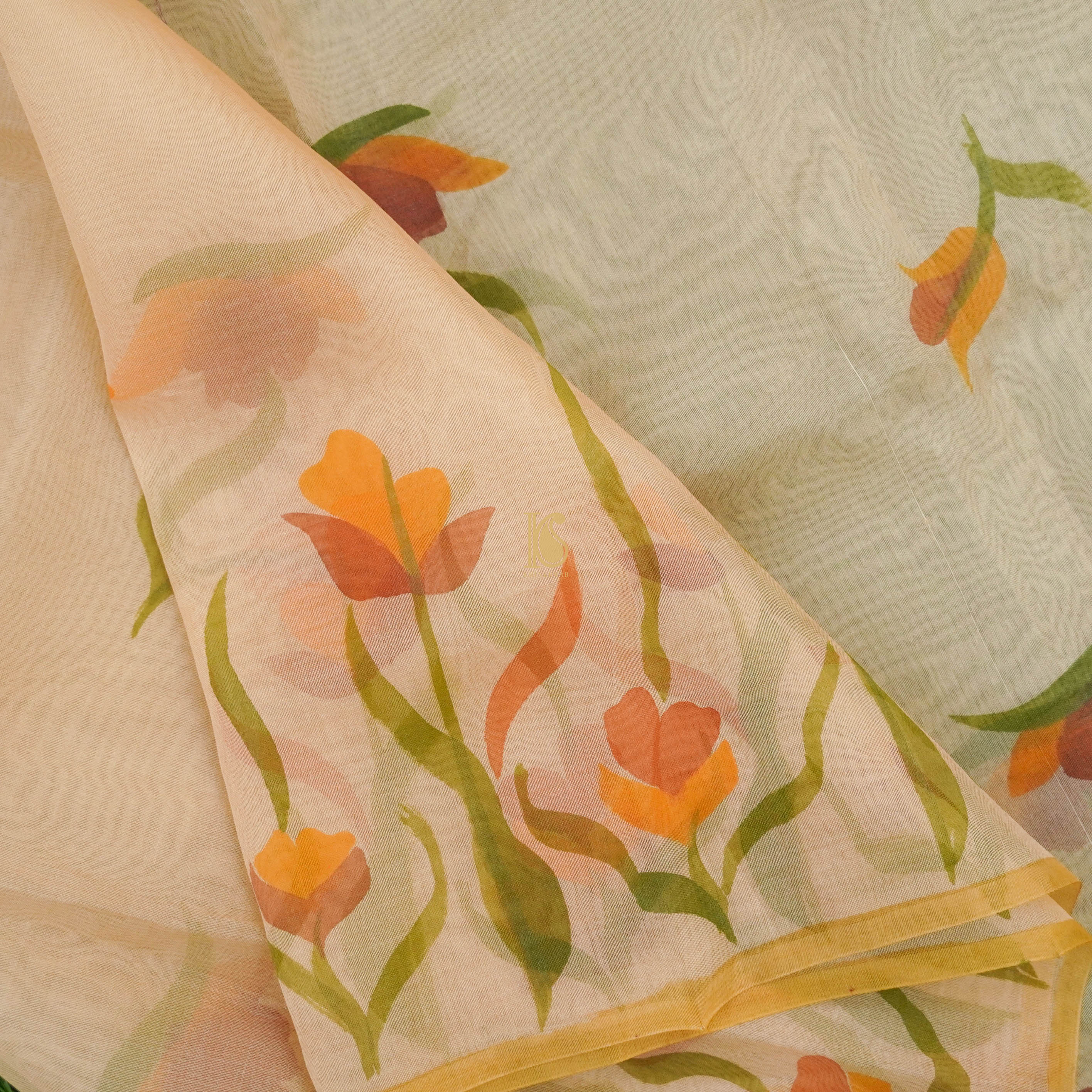 Pure Organza Hand Painted Dupatta - Khinkhwab