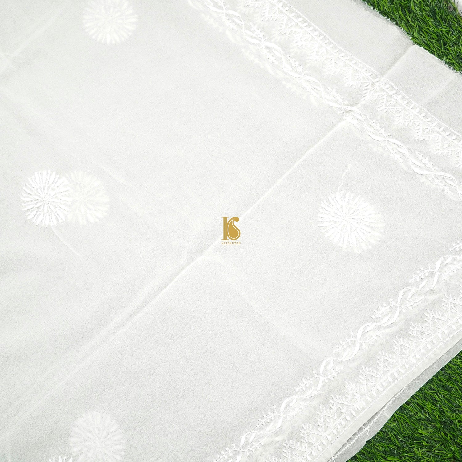 Snow Drift Chikankari Pure Kota Silk & Georgette Anarkali Set - Khinkhwab