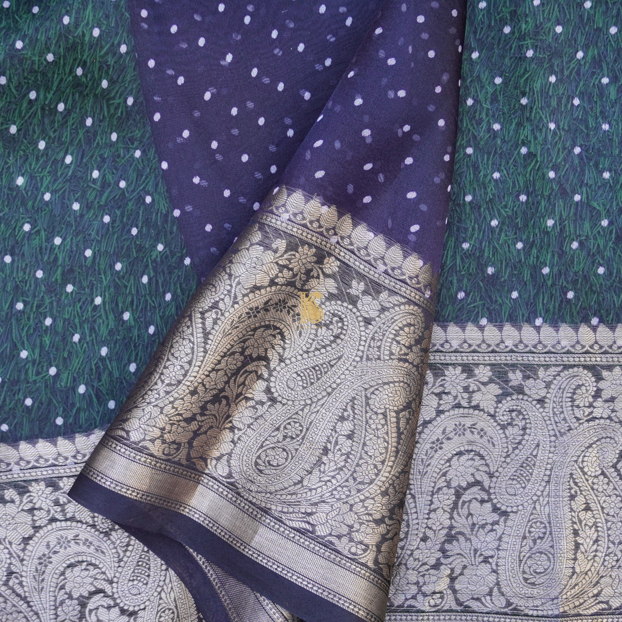 Deep Koamaru Organza Silk Pichwai Print Banarasi Border Saree - Khinkhwab