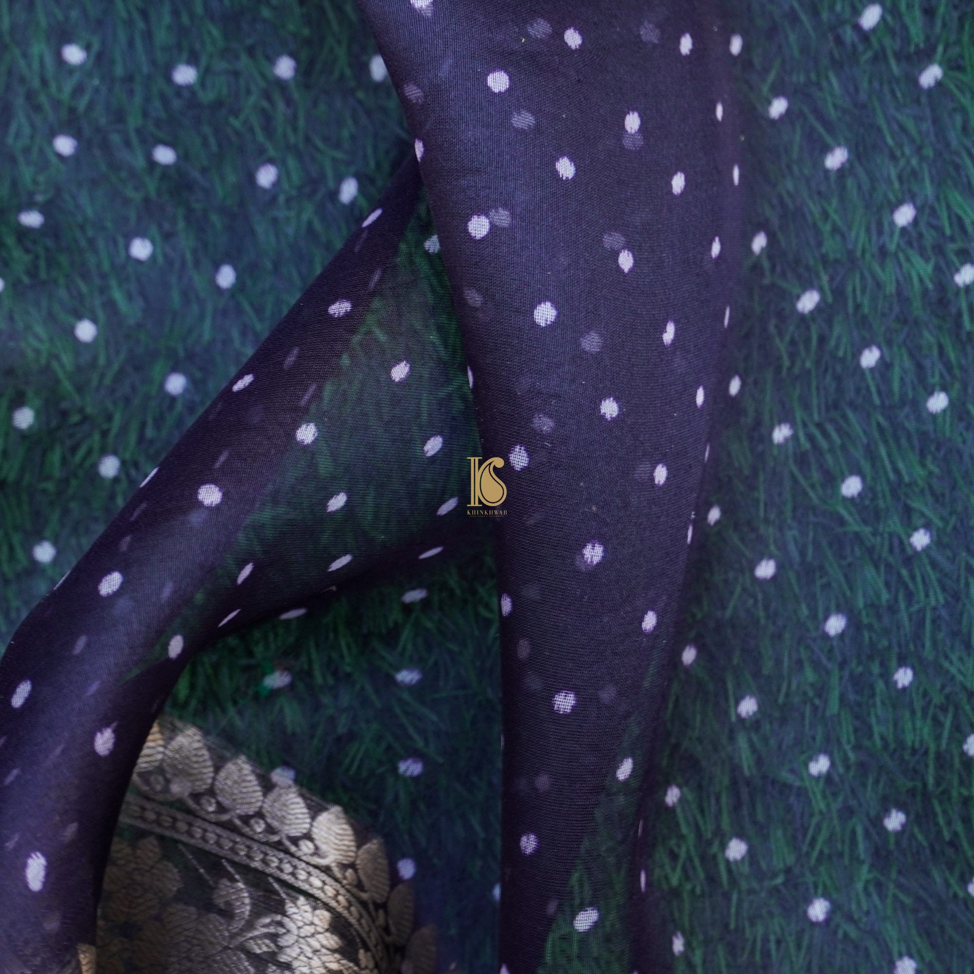 Deep Koamaru Organza Silk Pichwai Print Banarasi Border Saree - Khinkhwab