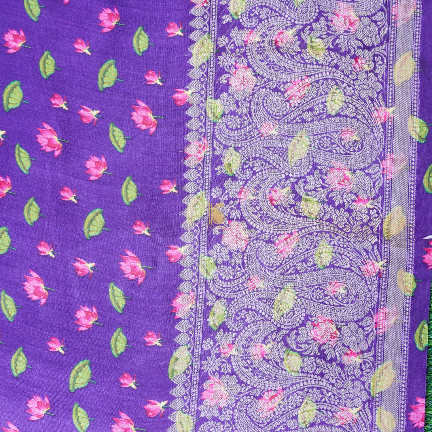 Deep Koamaru Organza Silk Pichwai Print Banarasi Border Saree - Khinkhwab