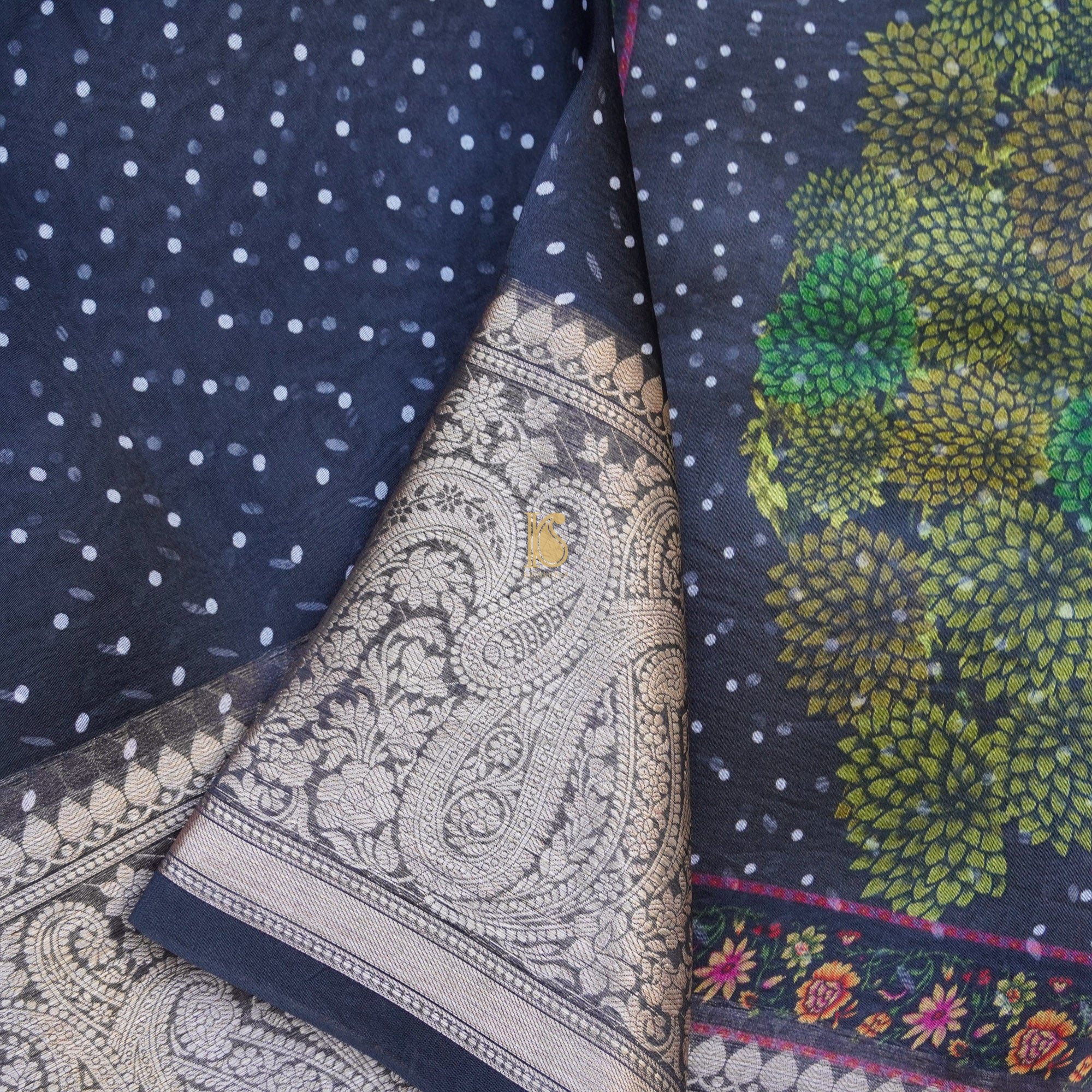 Lucky Point Organza Silk Pichwai Print Banarasi Border Saree - Khinkhwab