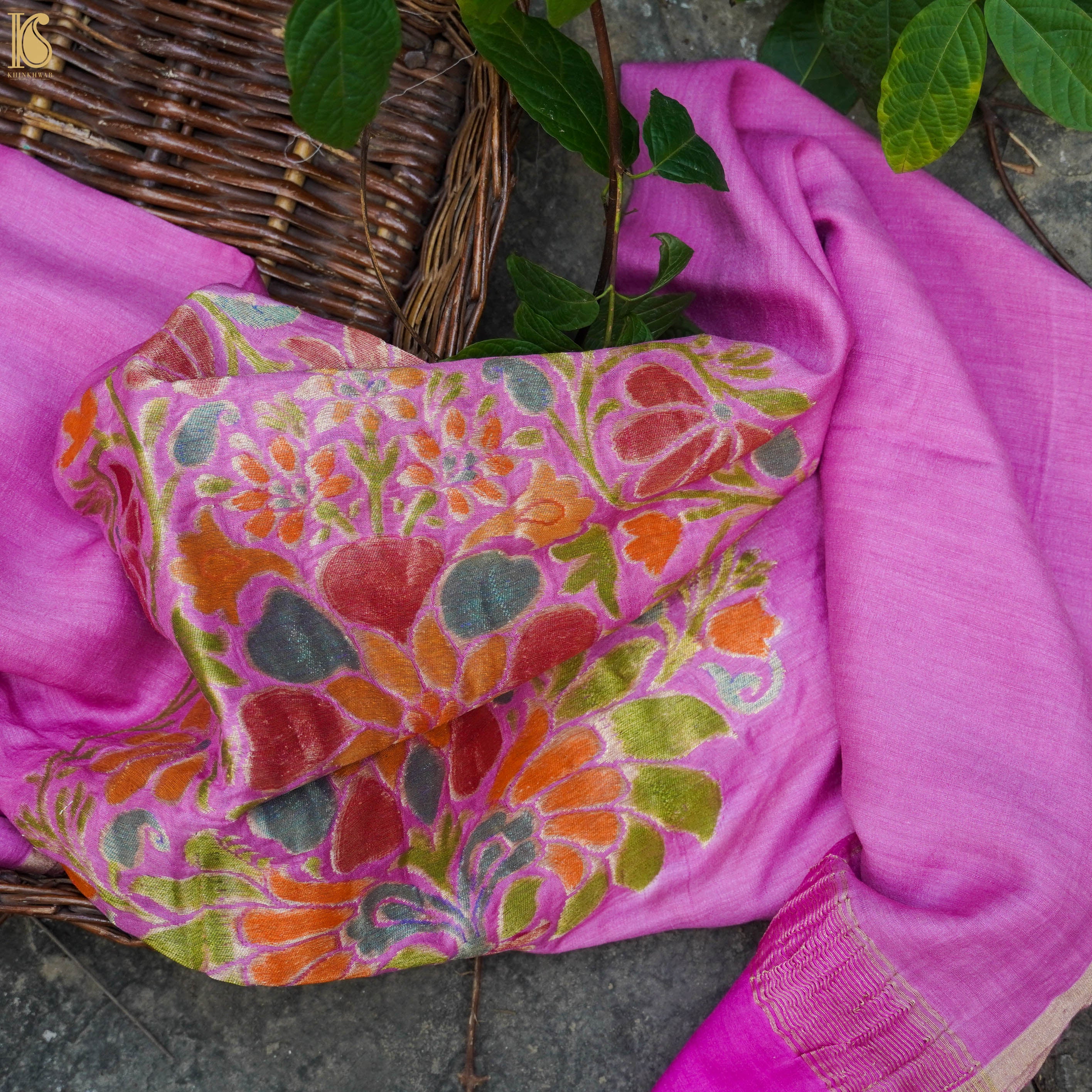 Handloom Moonga Silk Banarasi Purple Dupatta - Khinkhwab