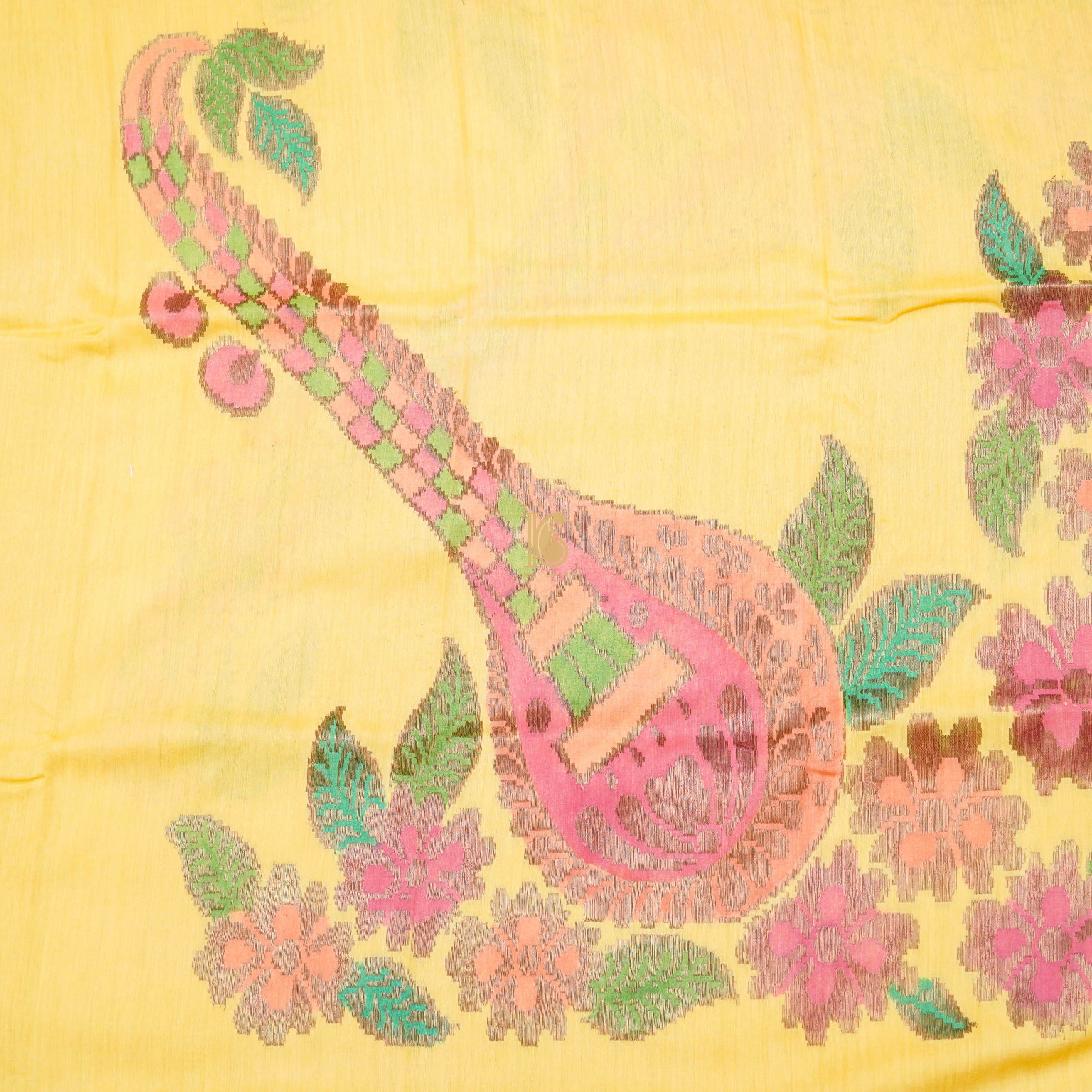 Handloom Moonga Silk Banarasi Yellow Dupatta - Khinkhwab