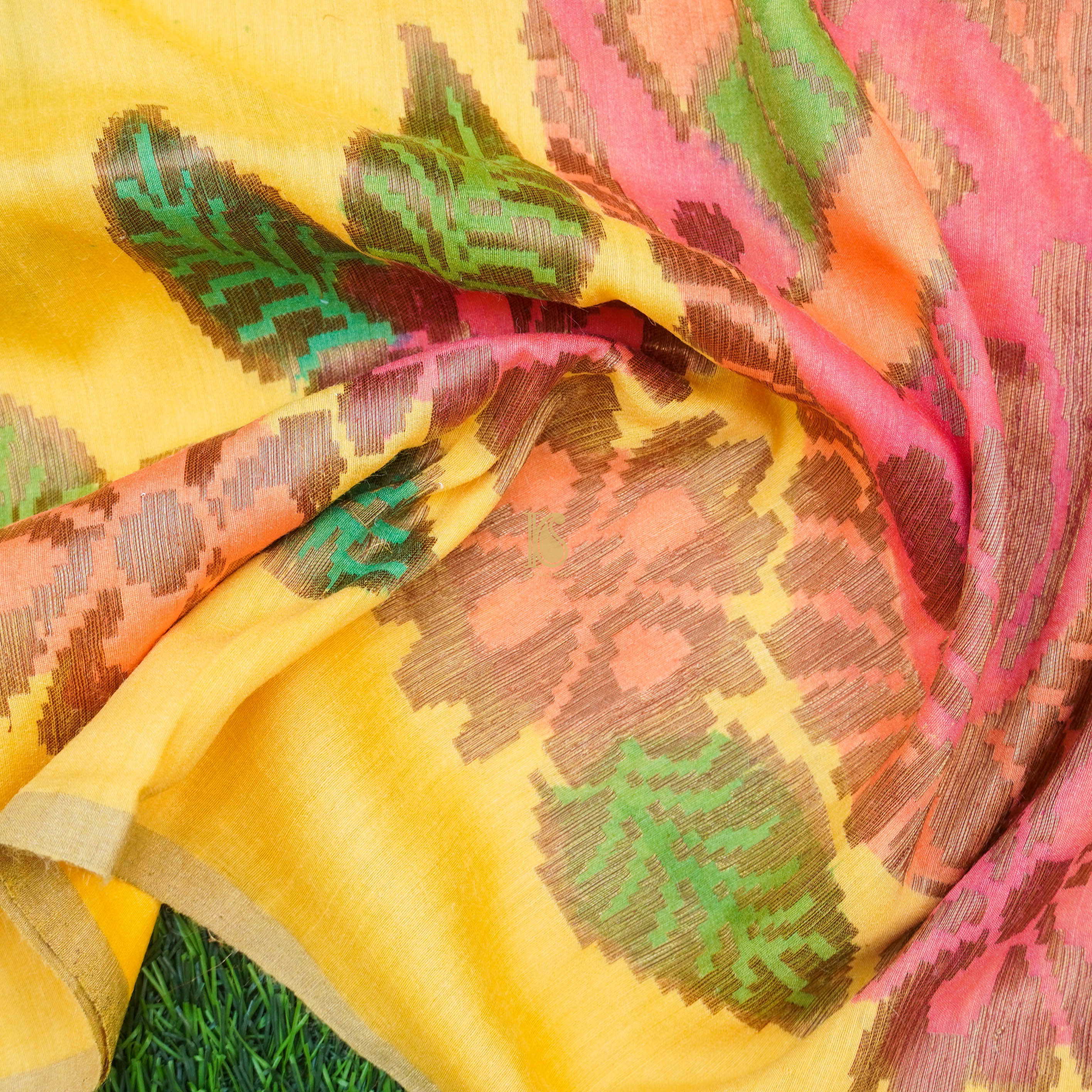 Handloom Moonga Silk Banarasi Yellow Dupatta - Khinkhwab