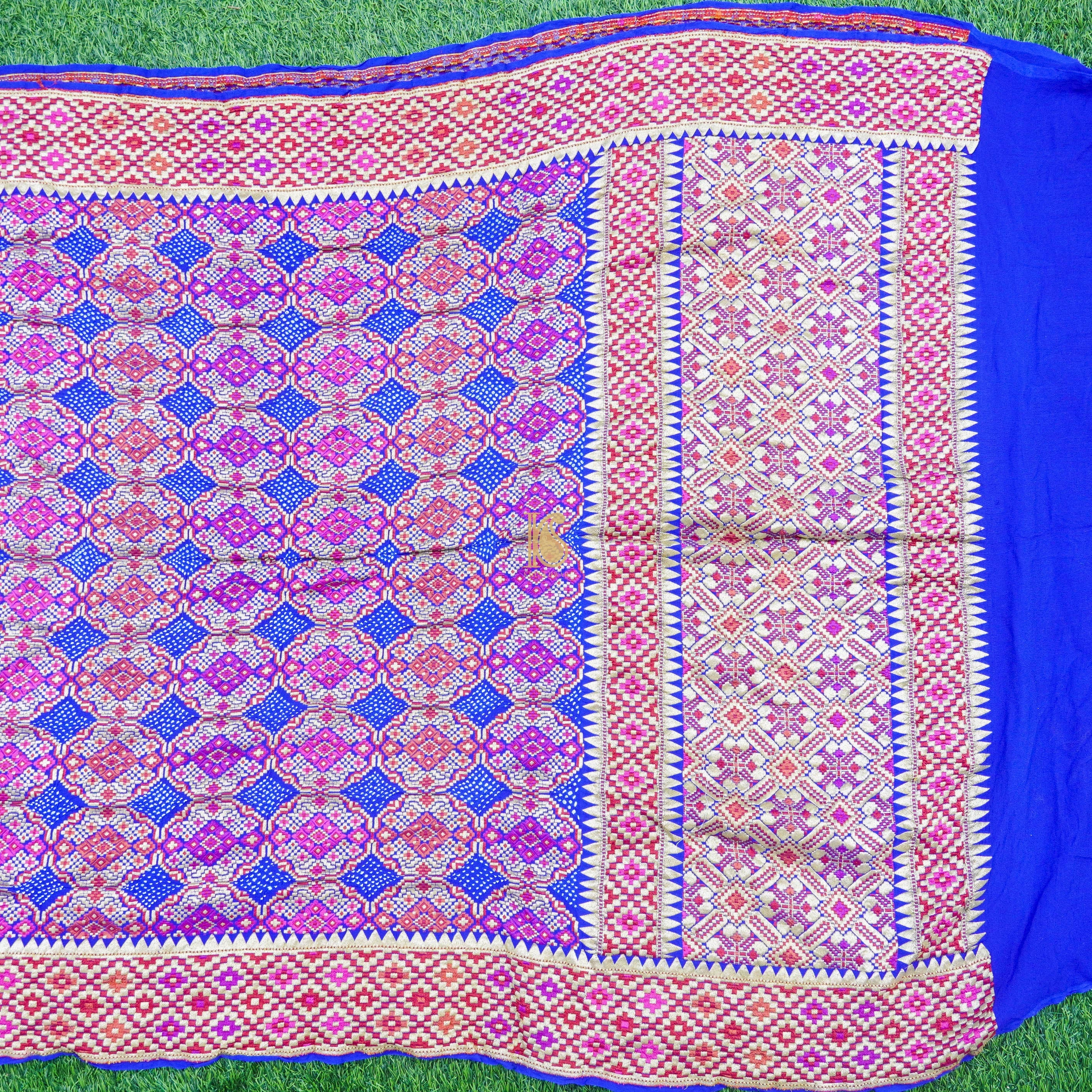 Blue Georgette Handloom Banarasi Bandhani Dupatta - Khinkhwab