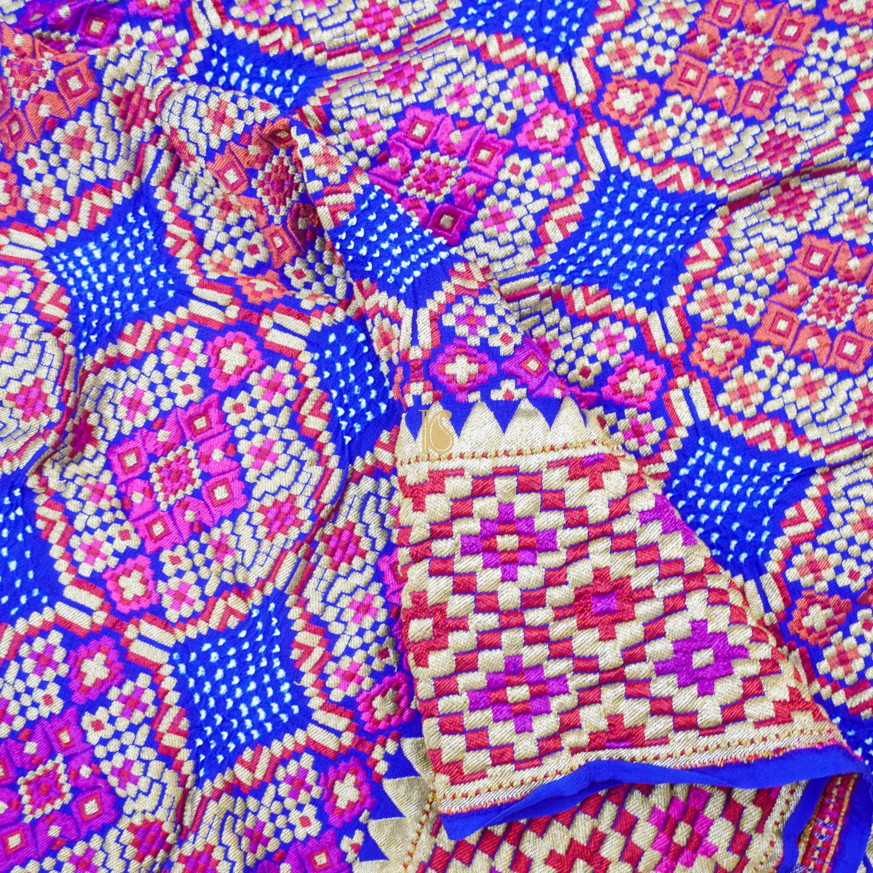 Blue Georgette Handloom Banarasi Bandhani Dupatta - Khinkhwab