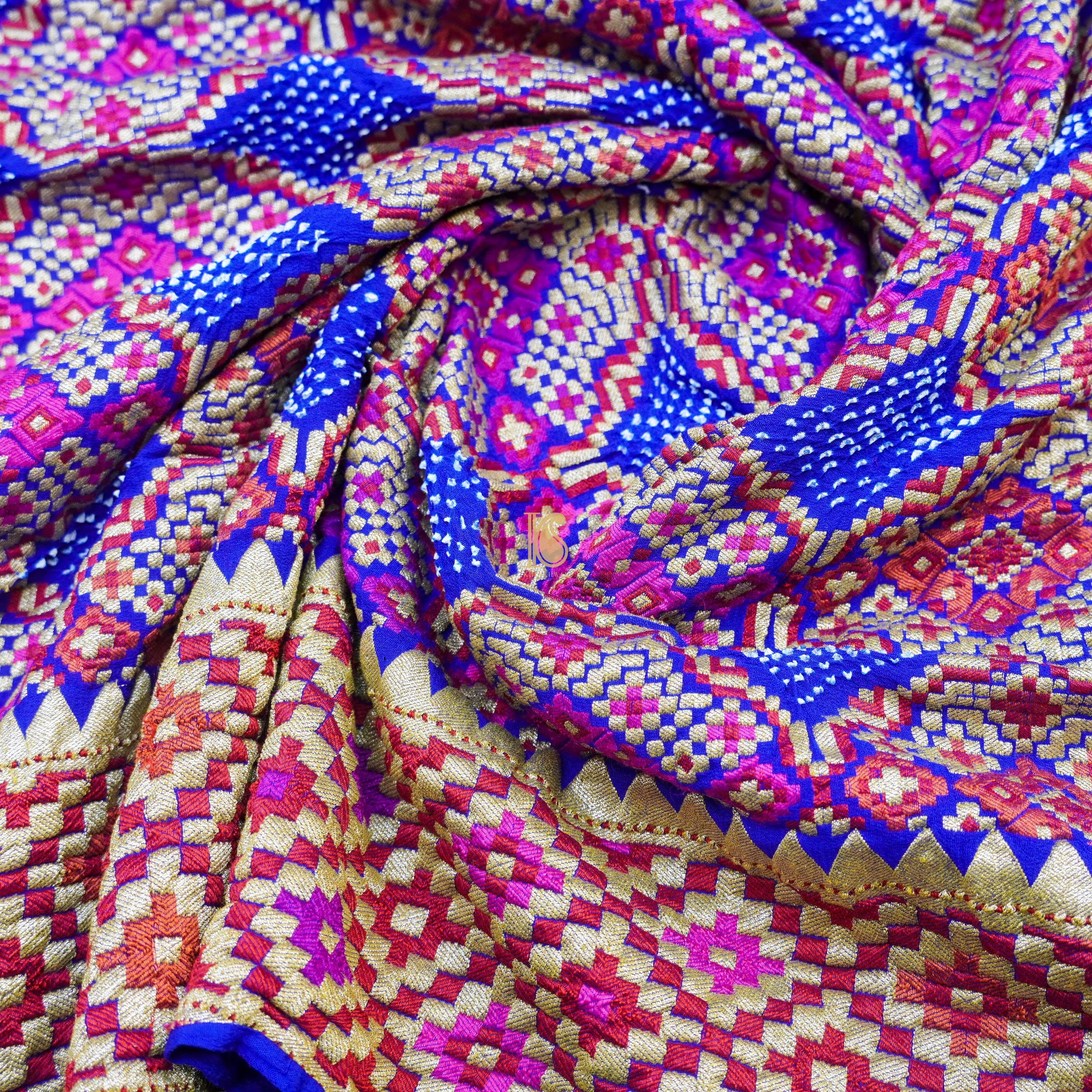Blue Georgette Handloom Banarasi Bandhani Dupatta - Khinkhwab