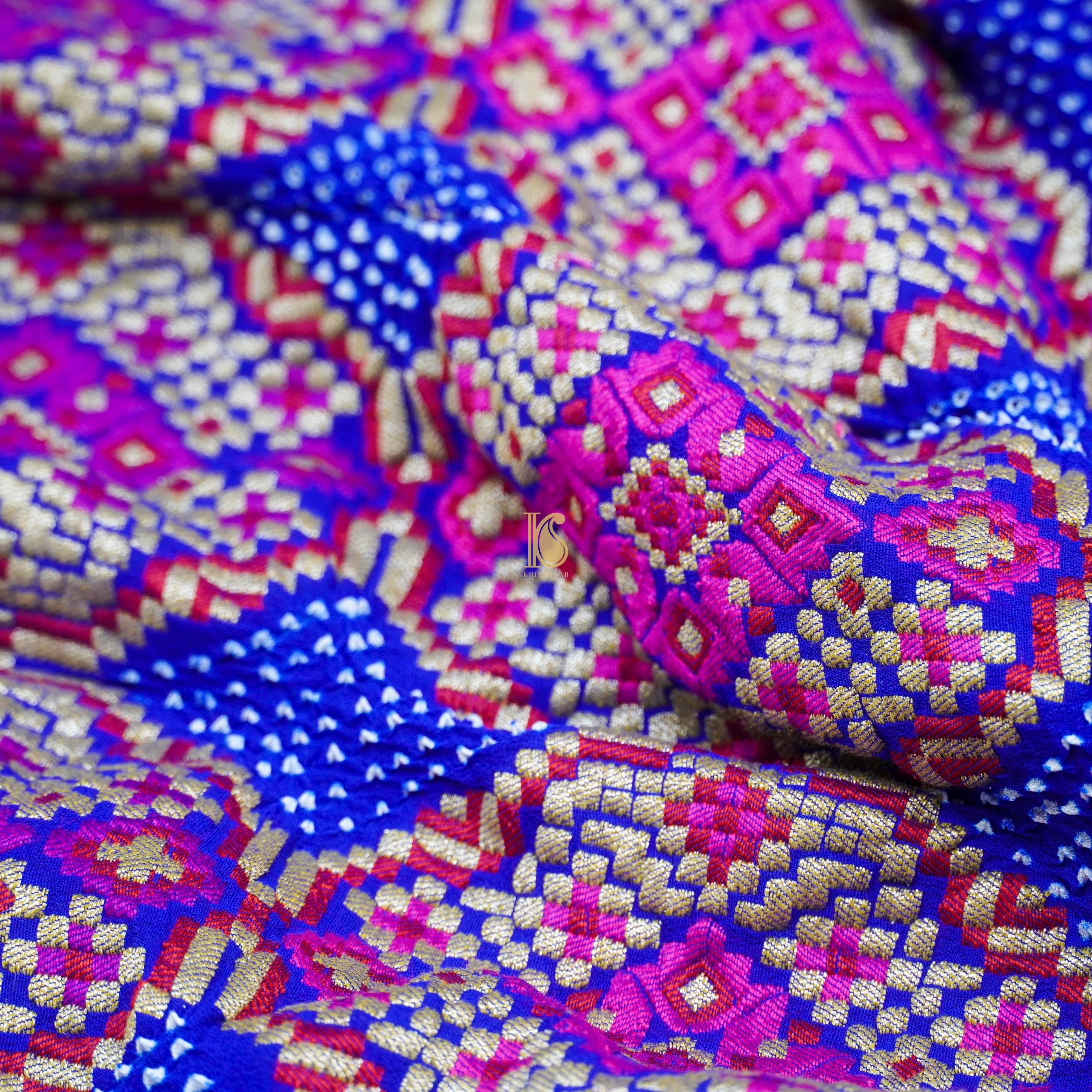 Blue Georgette Handloom Banarasi Bandhani Dupatta - Khinkhwab