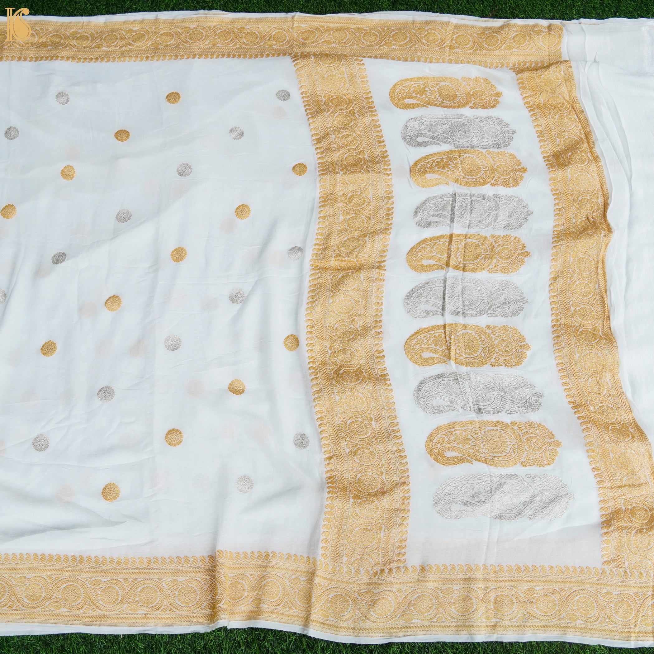 Pure Georgette Handloom Banarasi Sona Rupa Saree - Dyeable - Khinkhwab