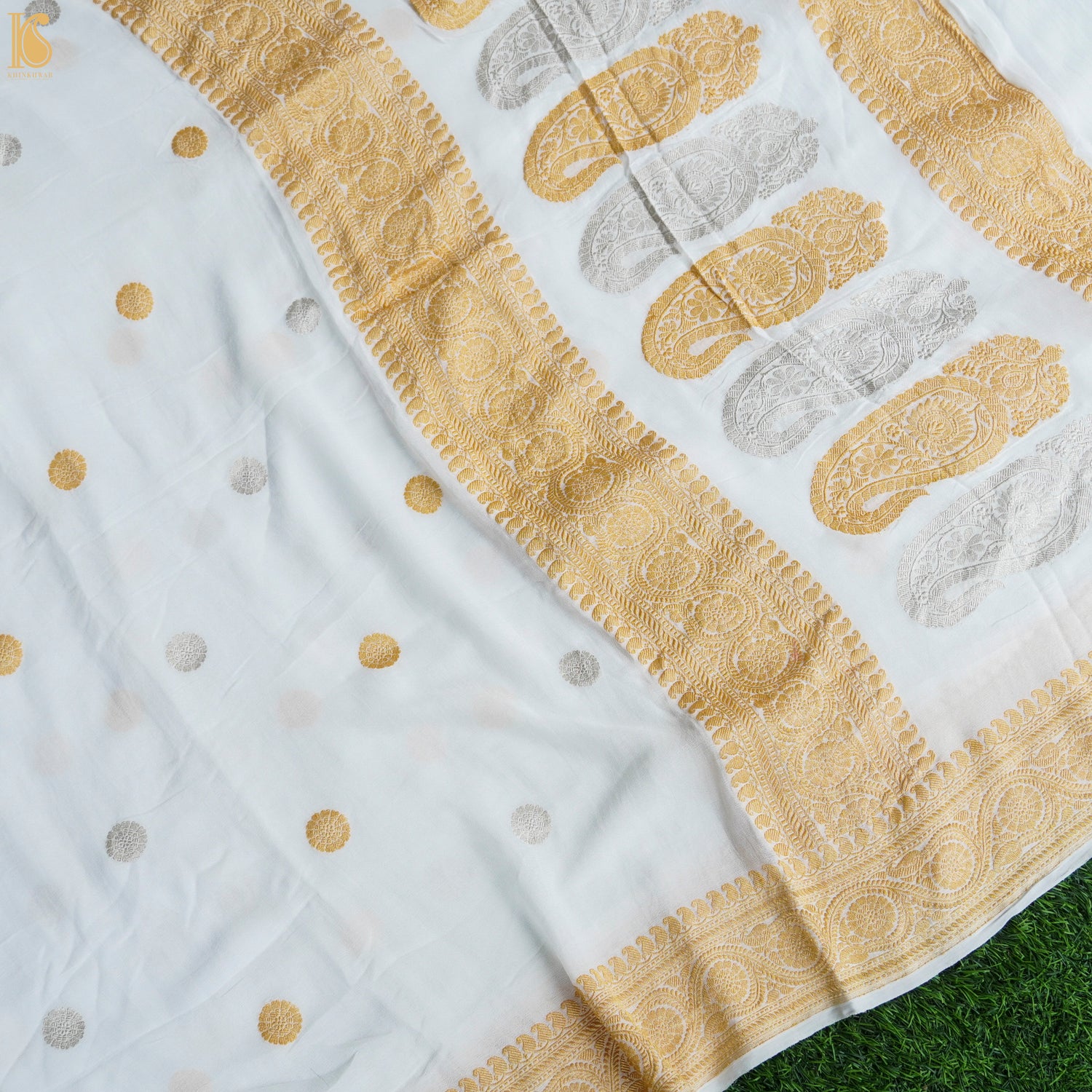 Pure Georgette Handloom Banarasi Sona Rupa Saree - Dyeable - Khinkhwab