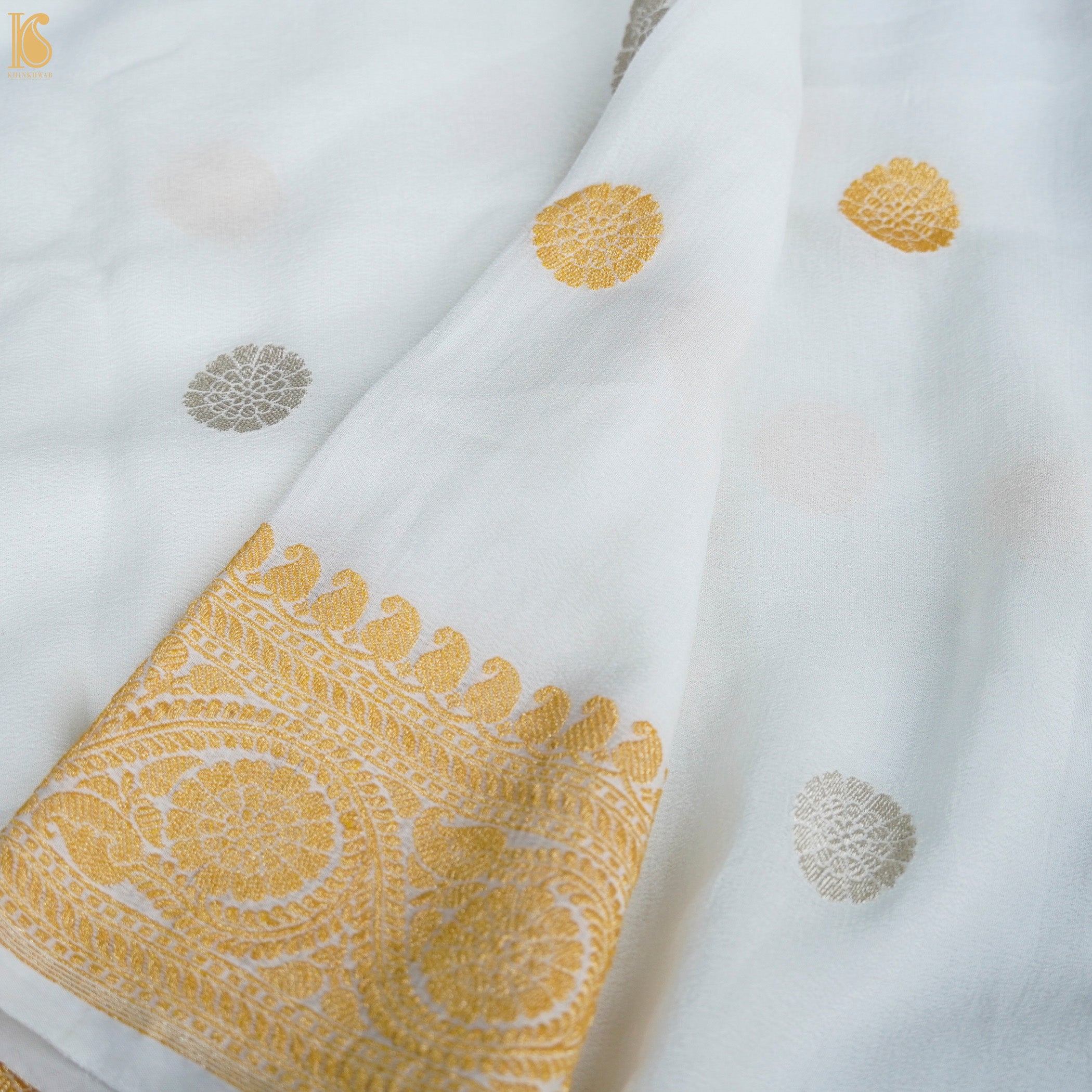 Pure Georgette Handloom Banarasi Sona Rupa Saree - Dyeable - Khinkhwab