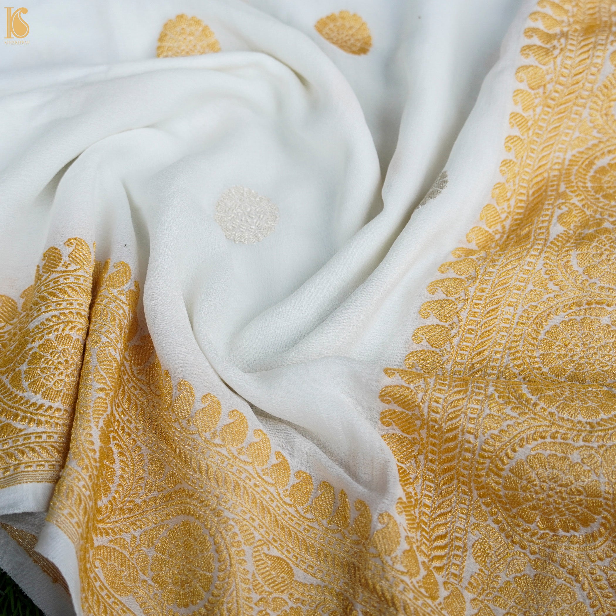 Pure Georgette Handloom Banarasi Sona Rupa Saree - Dyeable - Khinkhwab