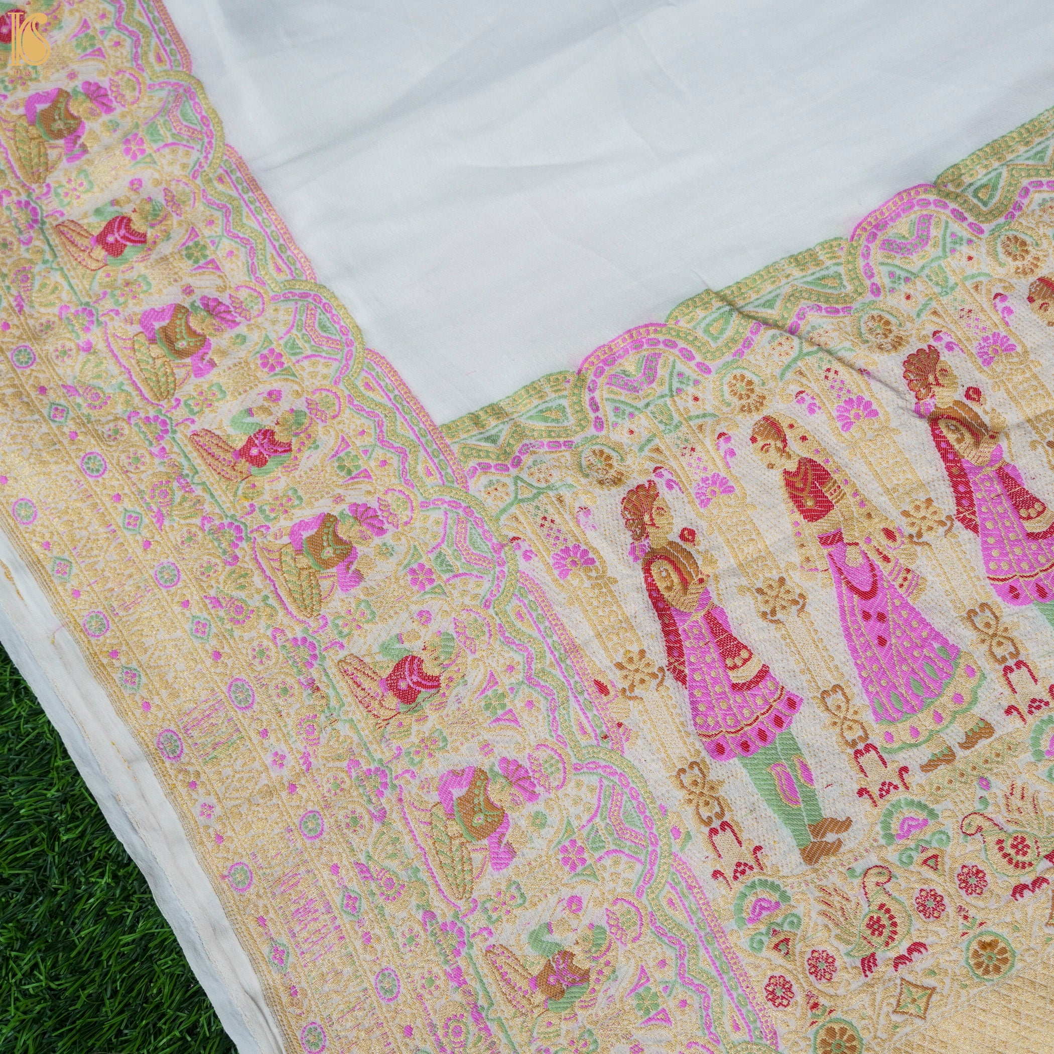 Pure Georgette Handloom Banarasi Raja Rani Meenakari Saree - Dyeable - Khinkhwab