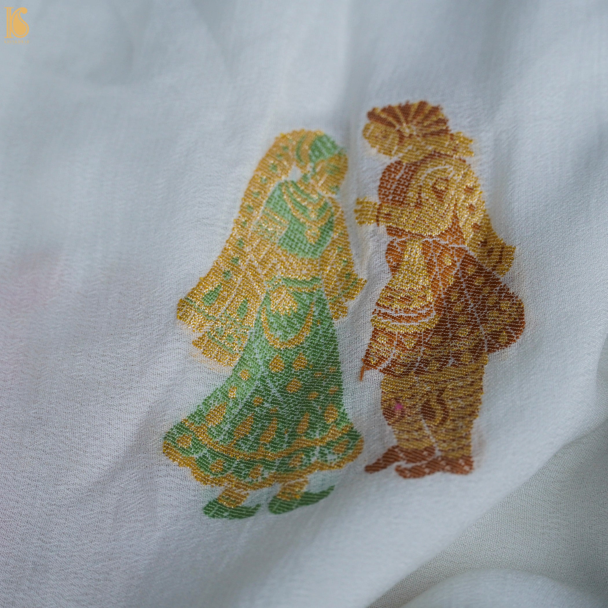Pure Georgette Handloom Banarasi Raja Rani Meenakari Saree - Dyeable - Khinkhwab