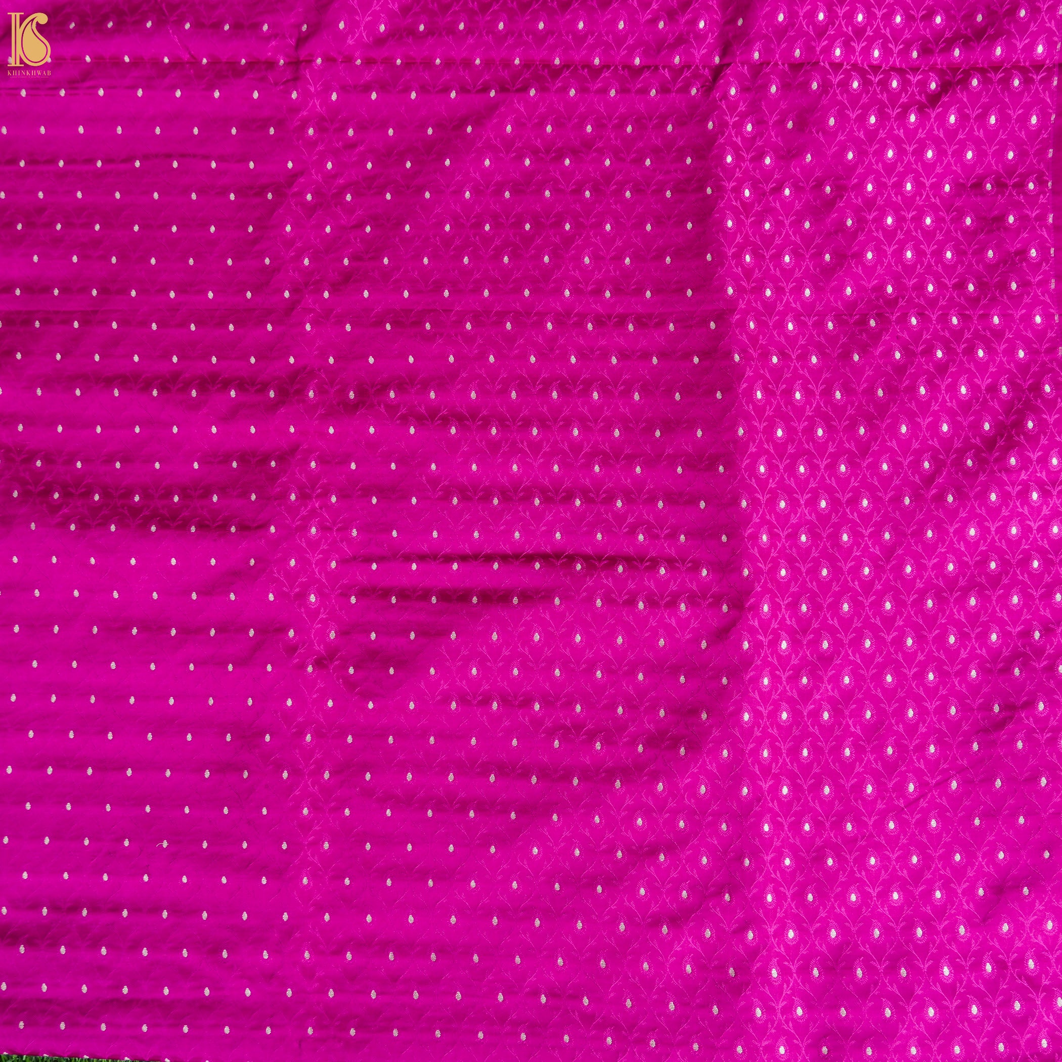 Violet Red Pure Banarasi Silk Handwoven Tanchui Kurta Fabric - Khinkhwab