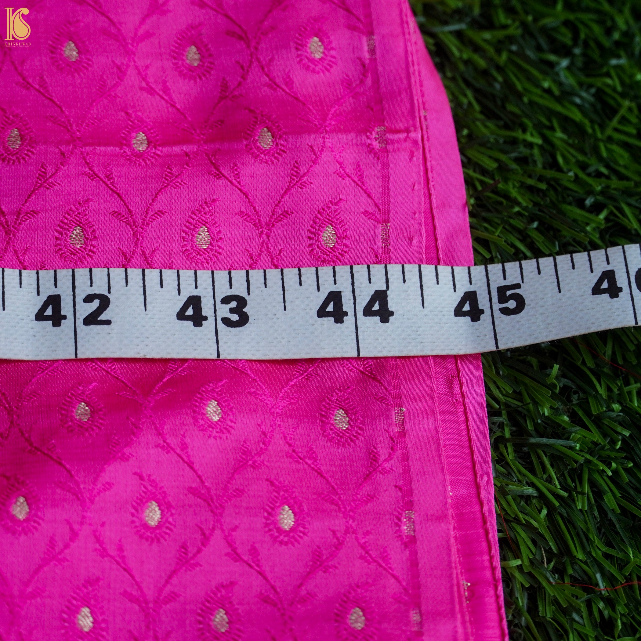 Cerise Pink Pure Banarasi Silk Handwoven Tanchui Kurta Fabric - Khinkhwab