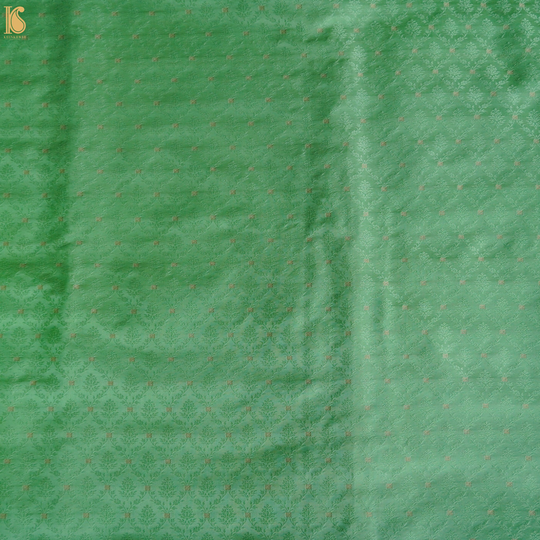 Chateau Green Pure Banarasi Silk Handwoven Tanchui Kurta Fabric - Khinkhwab