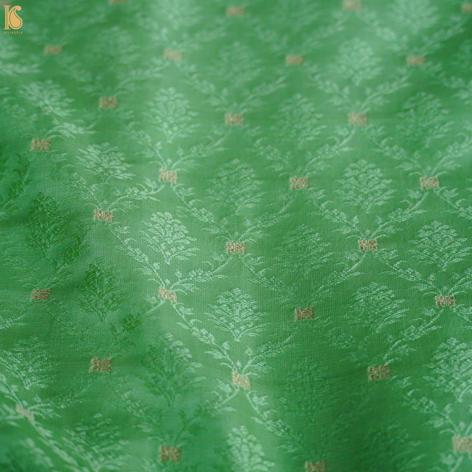Chateau Green Pure Banarasi Silk Handwoven Tanchui Kurta Fabric - Khinkhwab