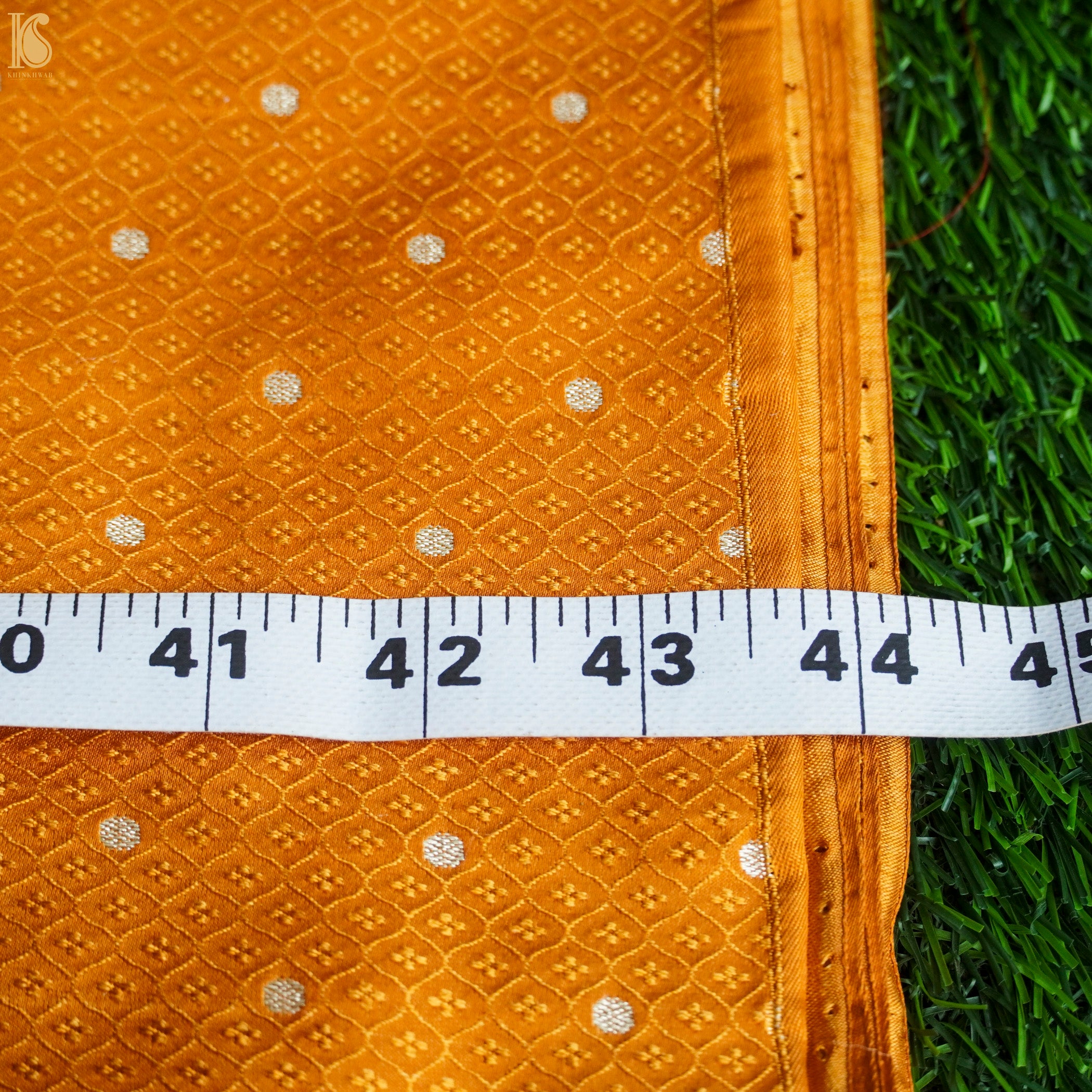 Mango Tango Pure Banarasi Silk Handwoven Tanchui Kurta Fabric - Khinkhwab