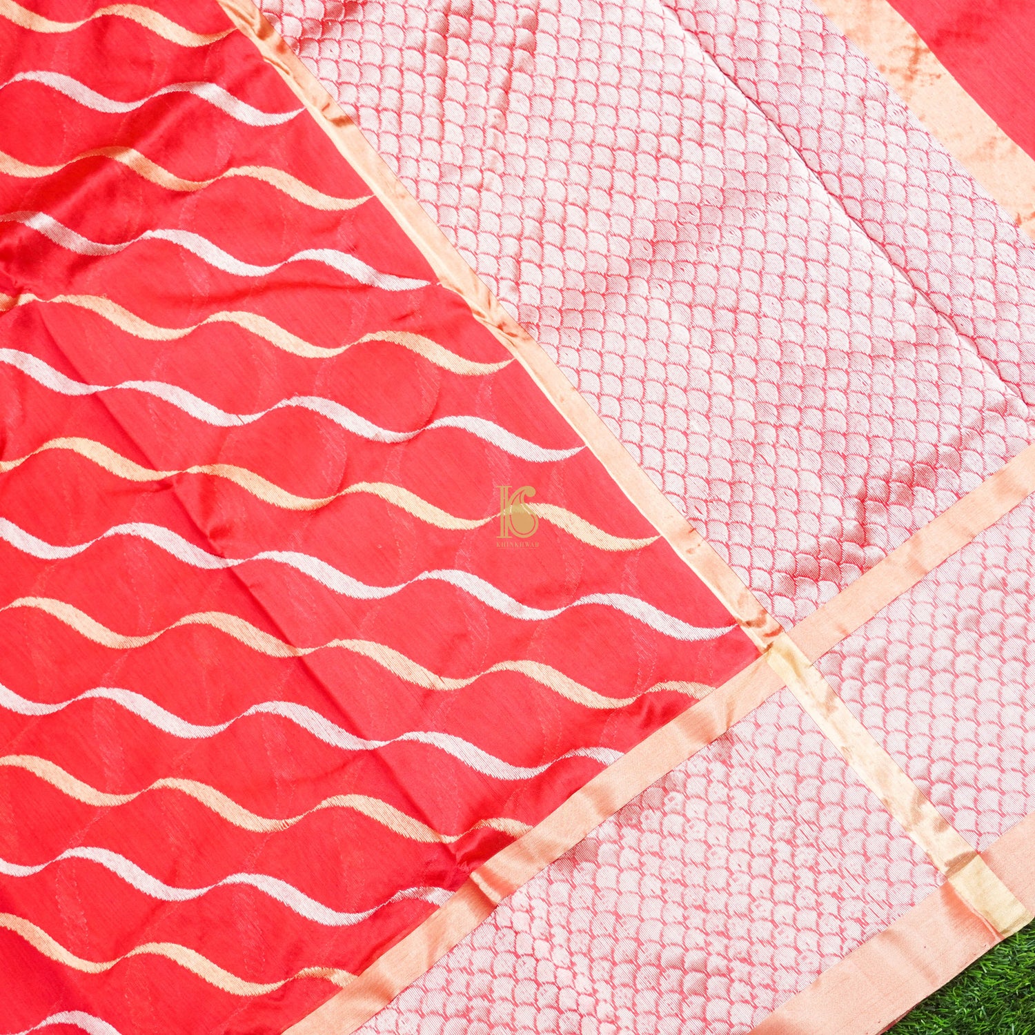 Red Pure Chanderi Silk Handwoven Leheriya Saree - Khinkhwab