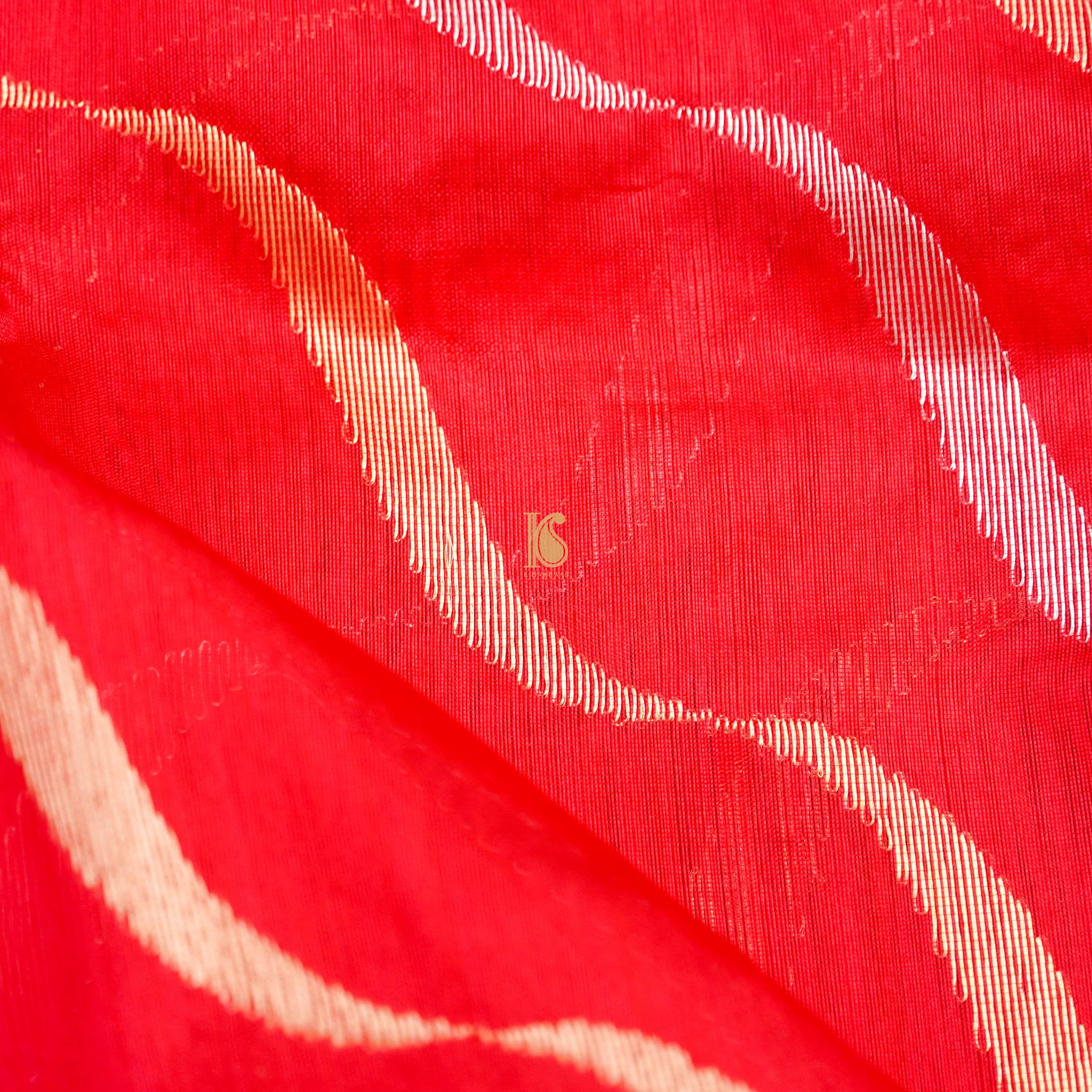 Red Pure Chanderi Silk Handwoven Leheriya Saree - Khinkhwab