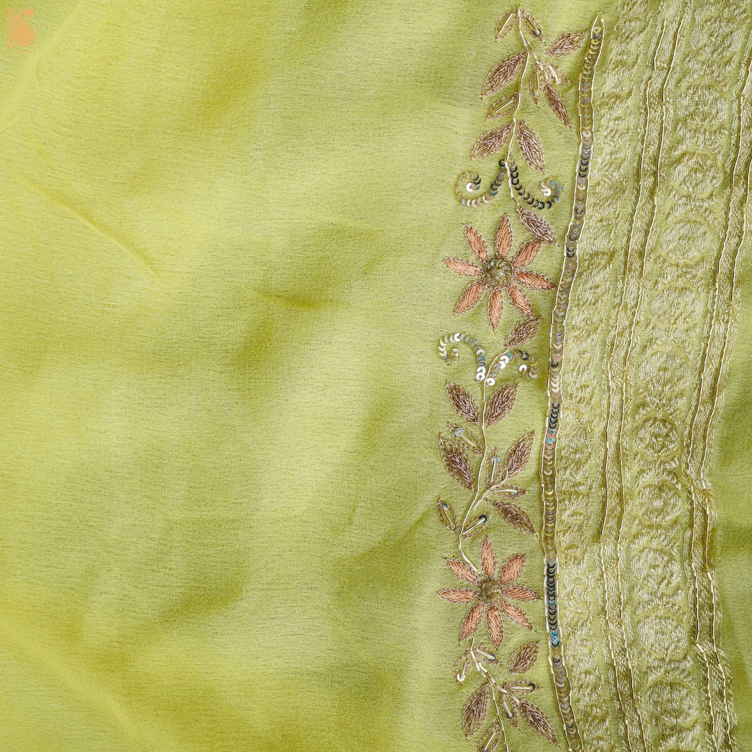 Deco Green Pure Georgette Banarasi Embroidery Saree - Khinkhwab