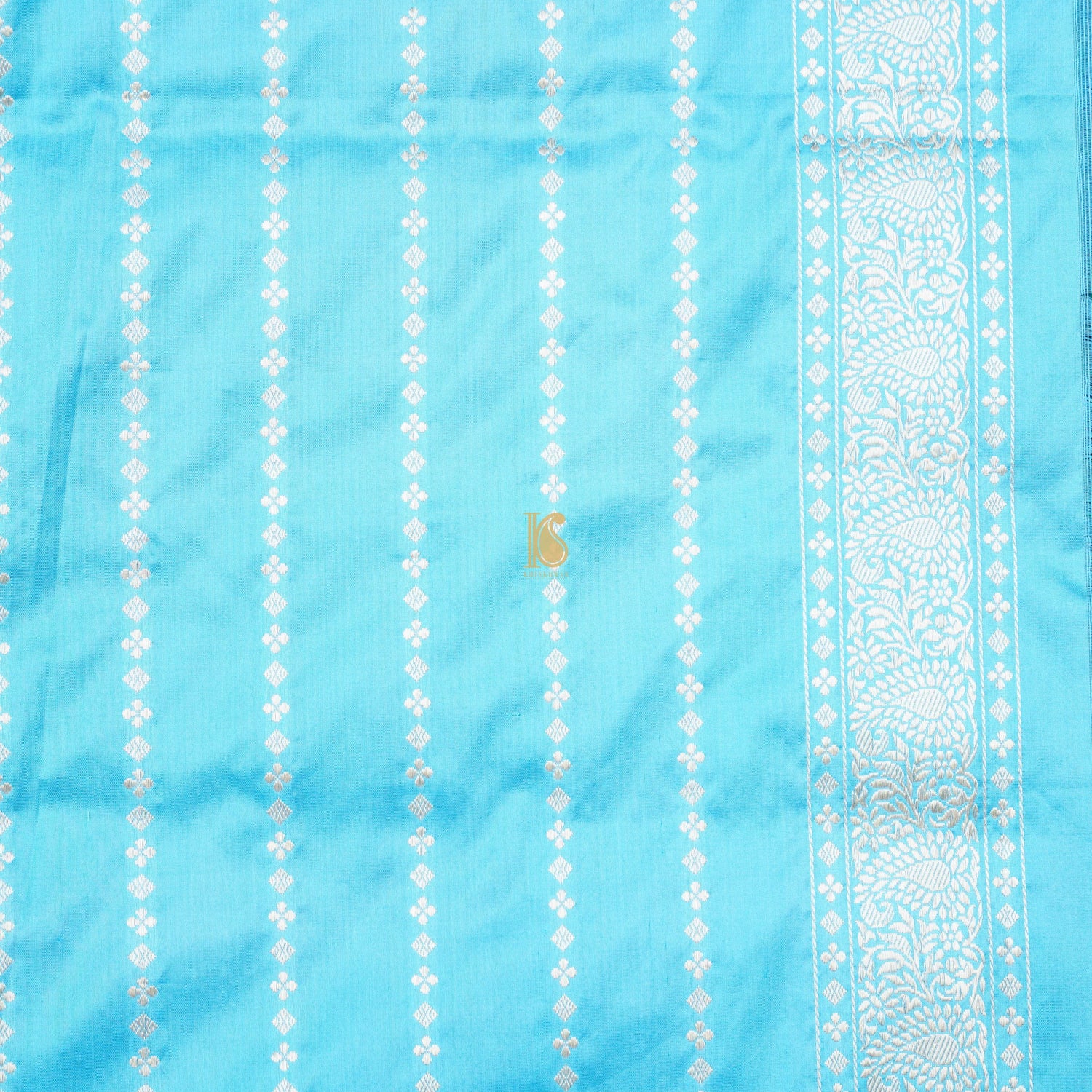 Green & Blue Pure Tissue Silk Handwoven Banarasi Saree - Khinkhwab