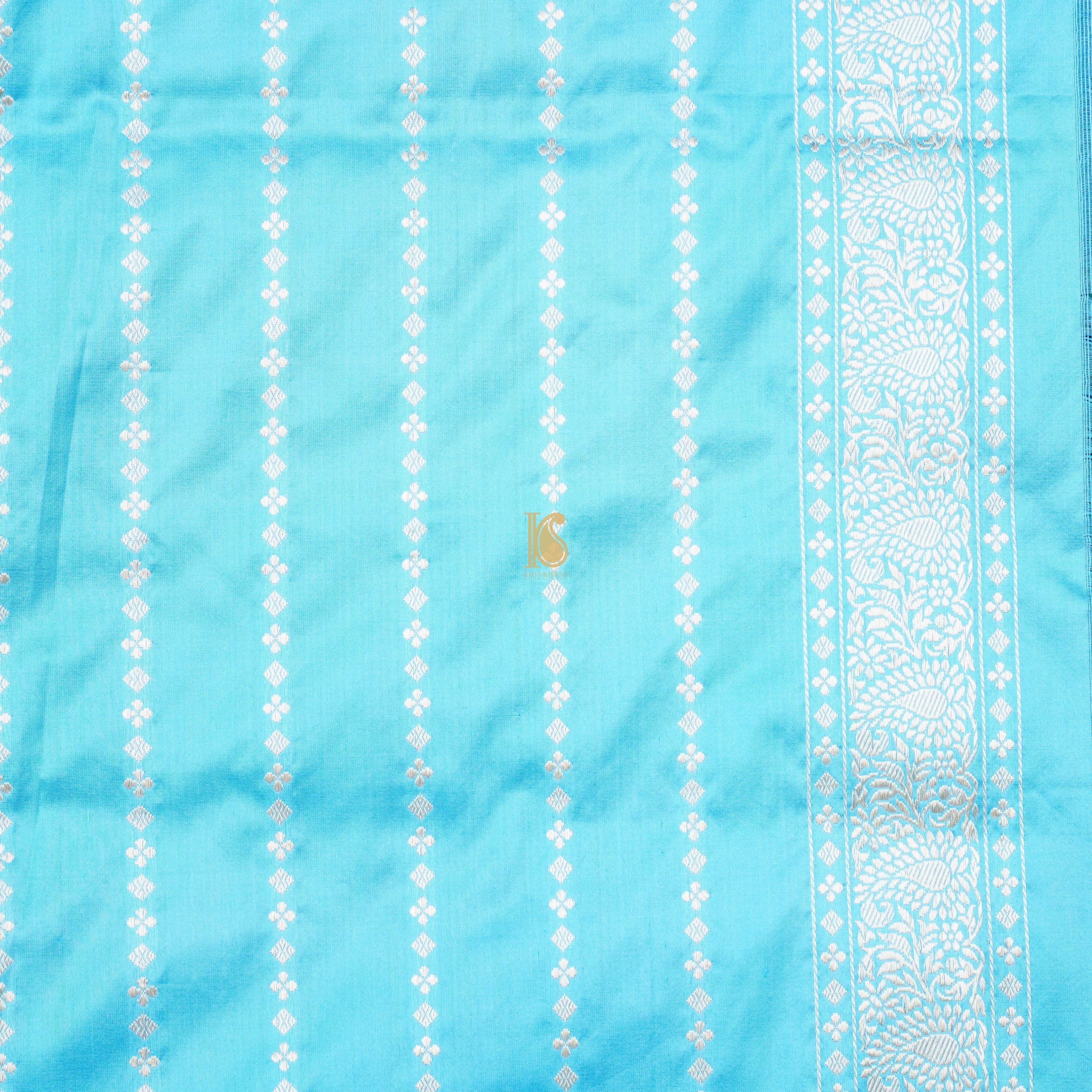 Green & Blue Pure Tissue Silk Handwoven Banarasi Saree - Khinkhwab